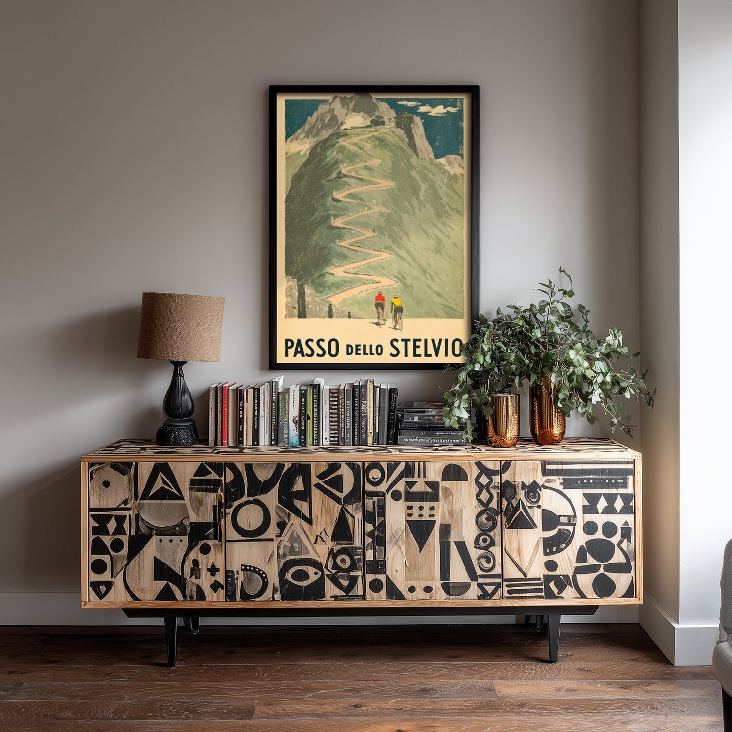 Passo dello Stelvio Vintage Cycling Art Print - Italy Giro Climb Illustration - Alpine Hairpins Poster 2/3
