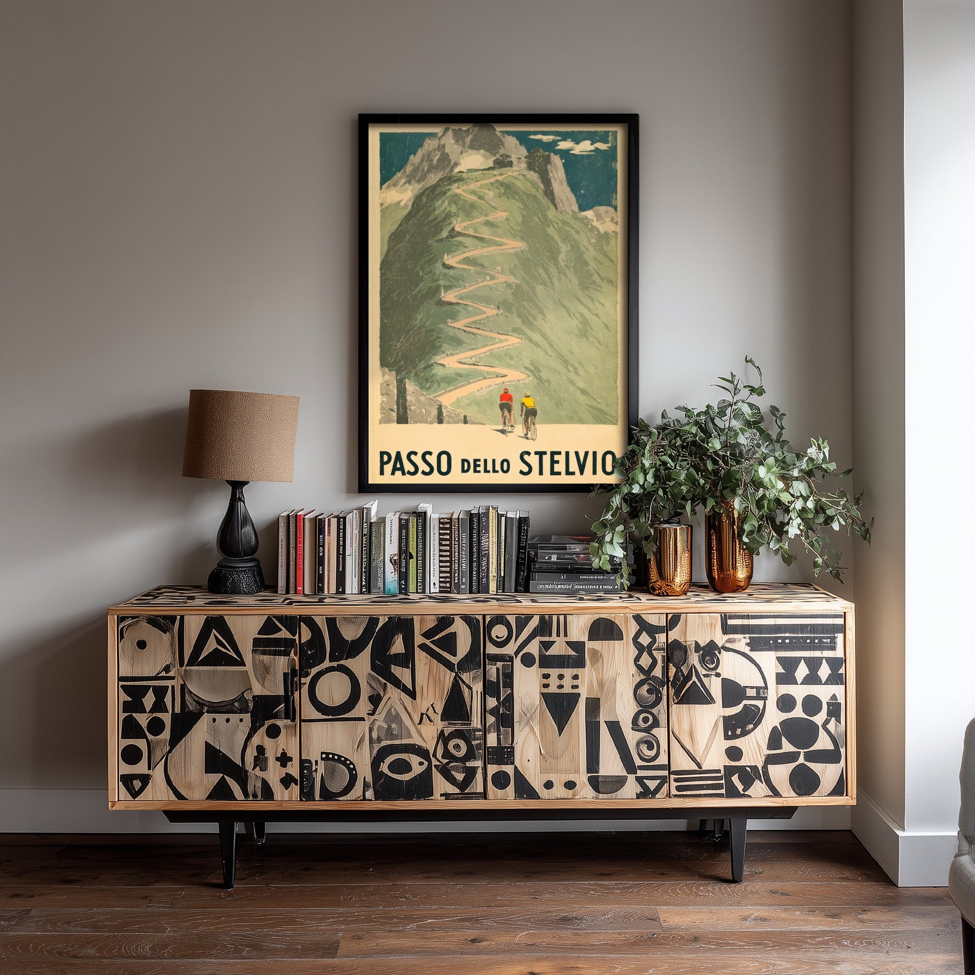 Passo dello Stelvio Vintage Cycling Art Print - Italy Giro Climb Illustration - Alpine Hairpins Poster 2/3
