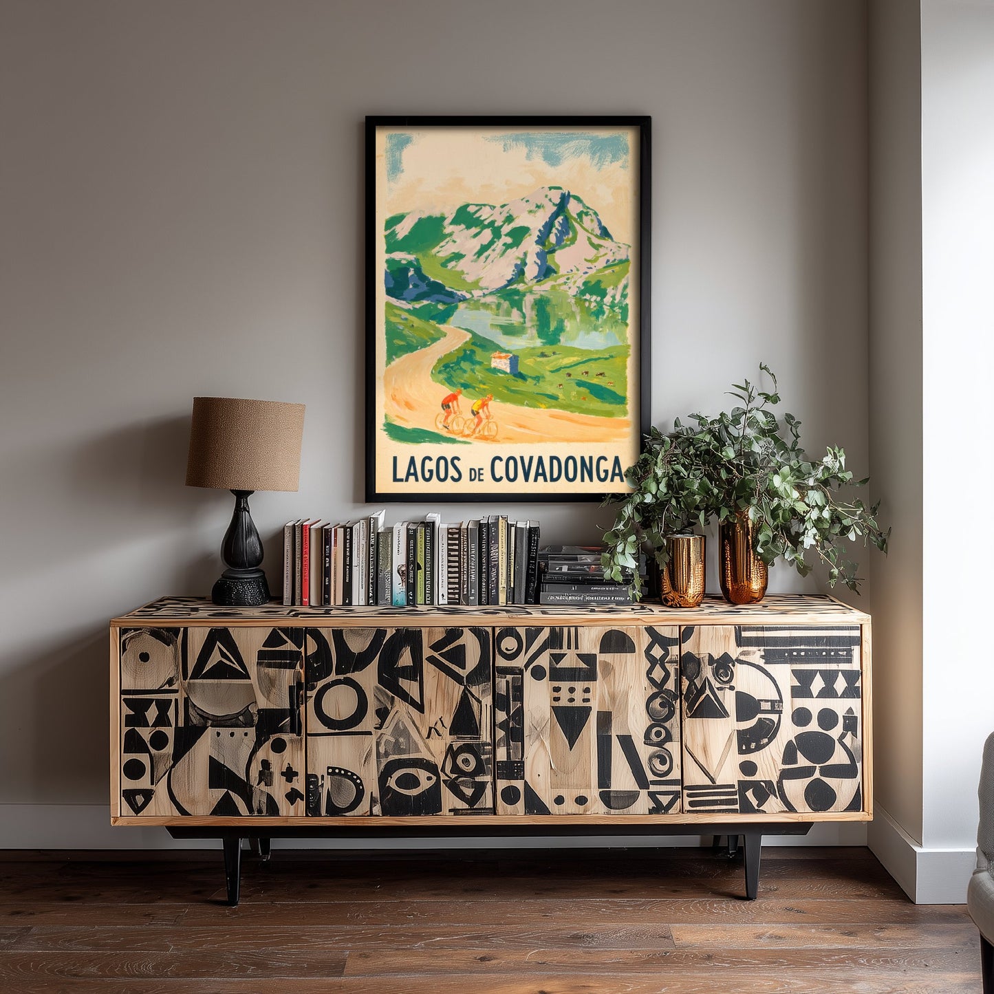 Lagos de Covadonga Retro Bike Race Poster - Picos de Europa Painterly Art Print - Sunlit Spain Cycling Illustration V2 3/3