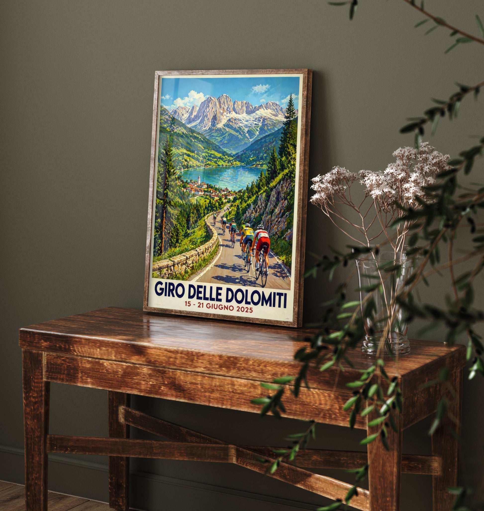 Giro delle Dolomiti Cycling Poster - Vintage Art Print - Dolomites Bike Race Illustration Wall Art 1/3