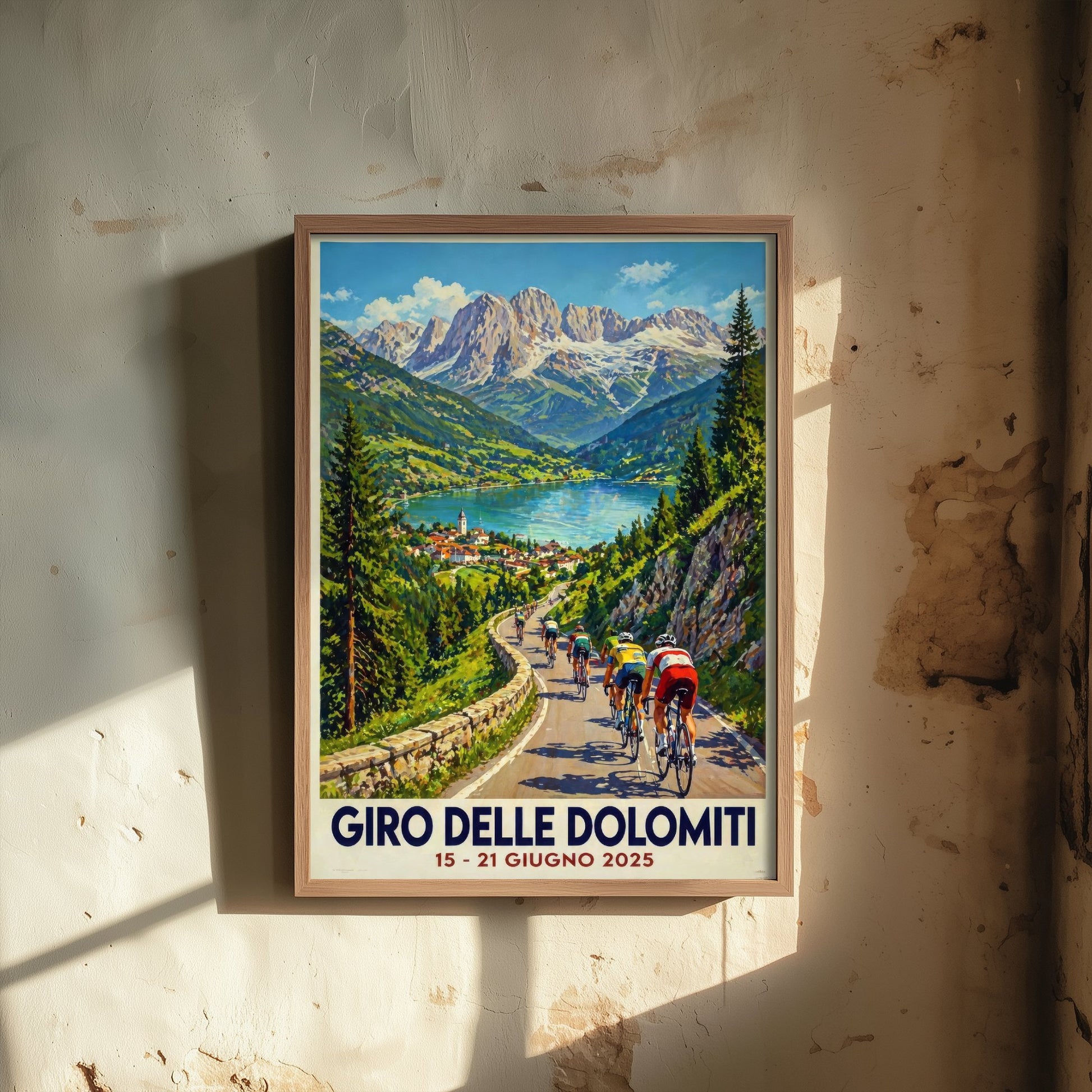 Giro delle Dolomiti Cycling Poster - Vintage Art Print - Dolomites Bike Race Illustration Wall Art 1/3