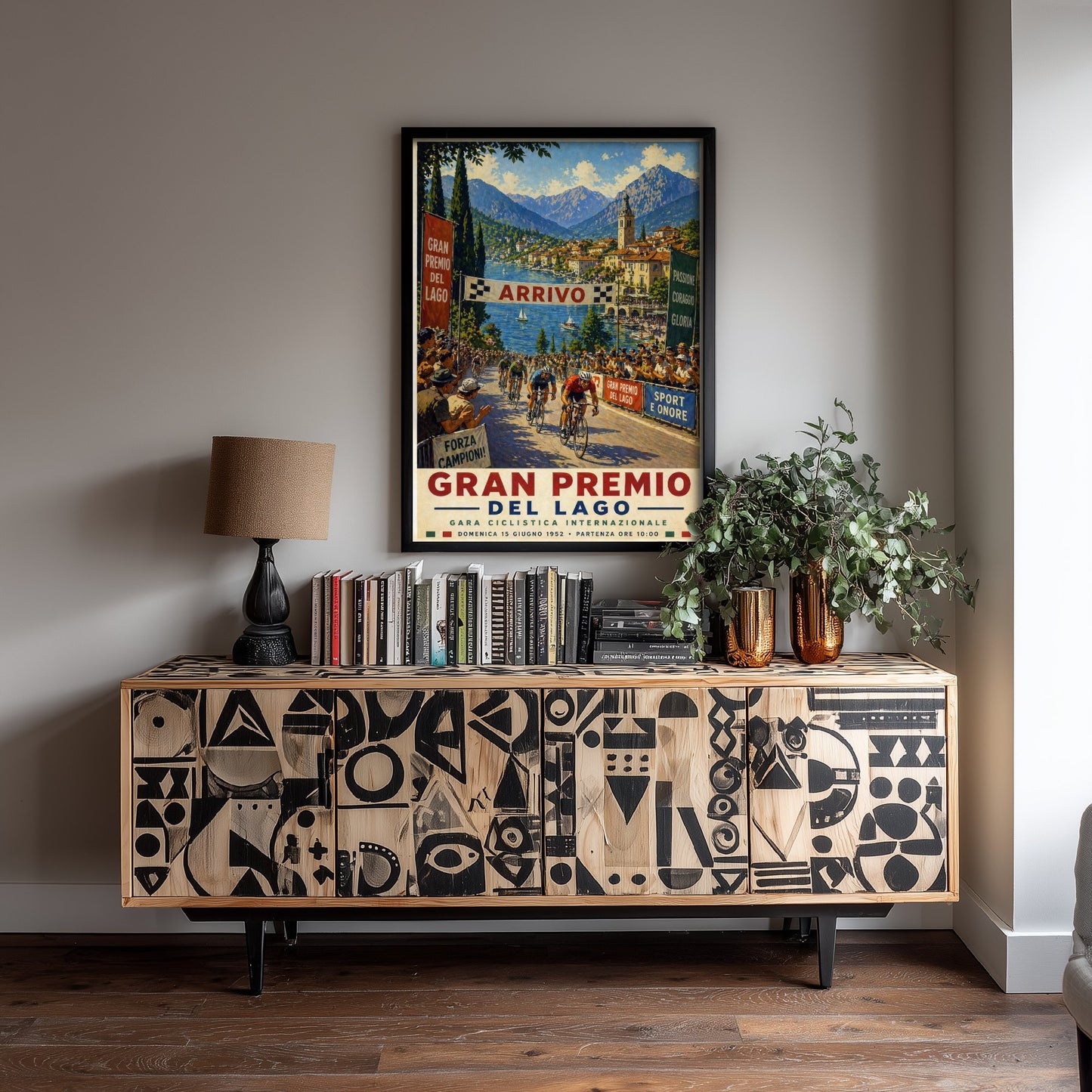 Gran Premio del Lago Cycling Poster - Vintage Art Print - Lake Como Bike Race Illustration Wall Art 2/3