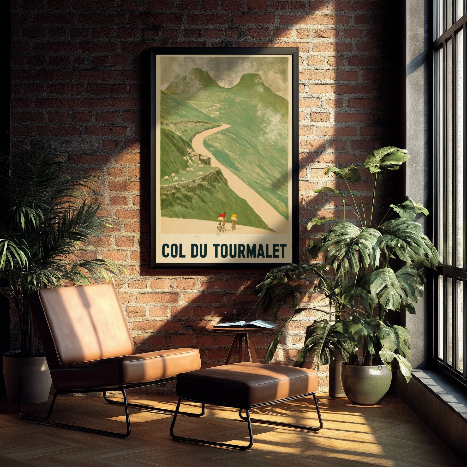 Col du Tourmalet Vintage Cycling Poster - Misty Pyrenees Switchbacks Art Print - Retro Tour Climb Illustration V1 2/3