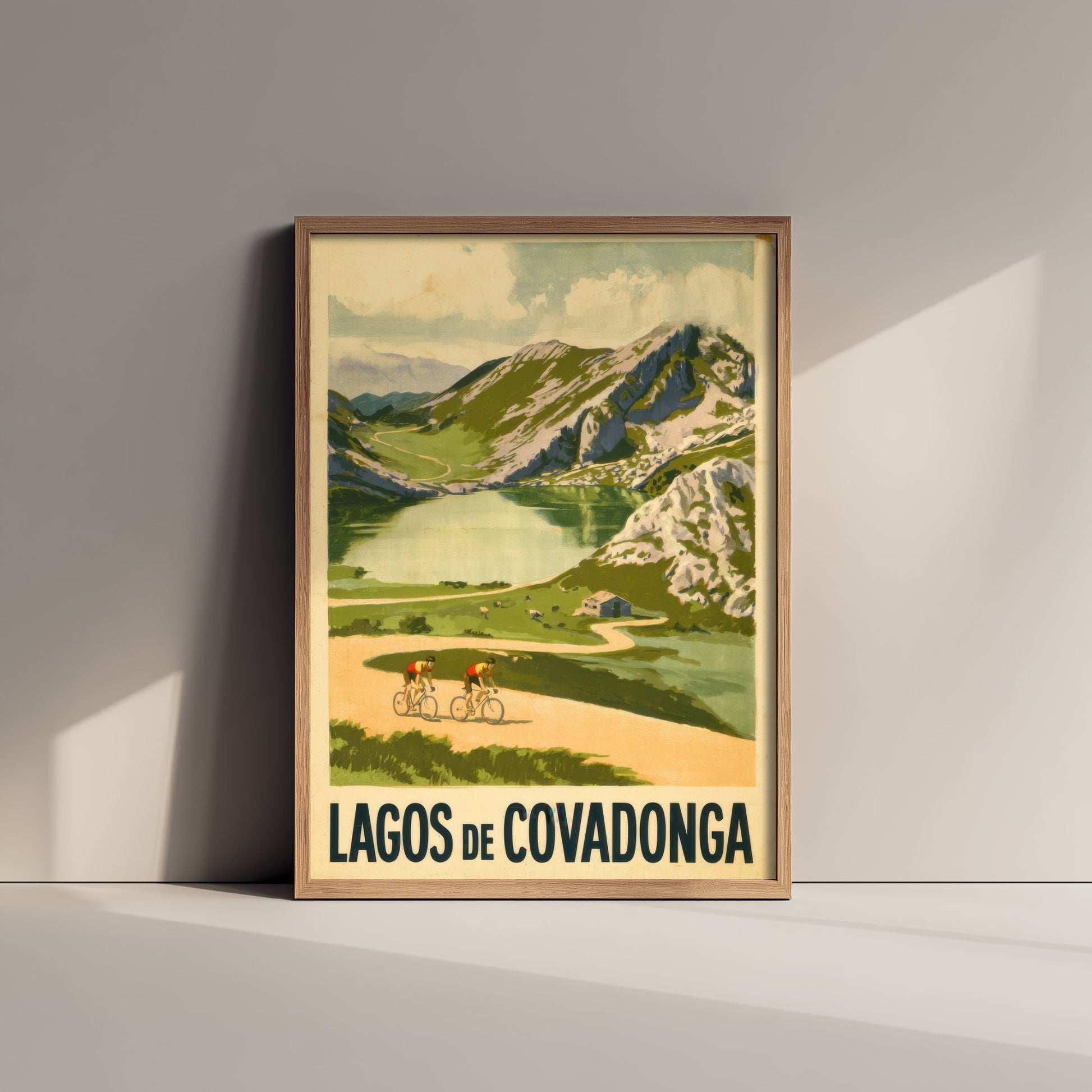 Lagos de Covadonga Vintage Cycling Poster - Asturias Mountain Lake Art Print - Retro Spanish Climb Illustration V1 3/3