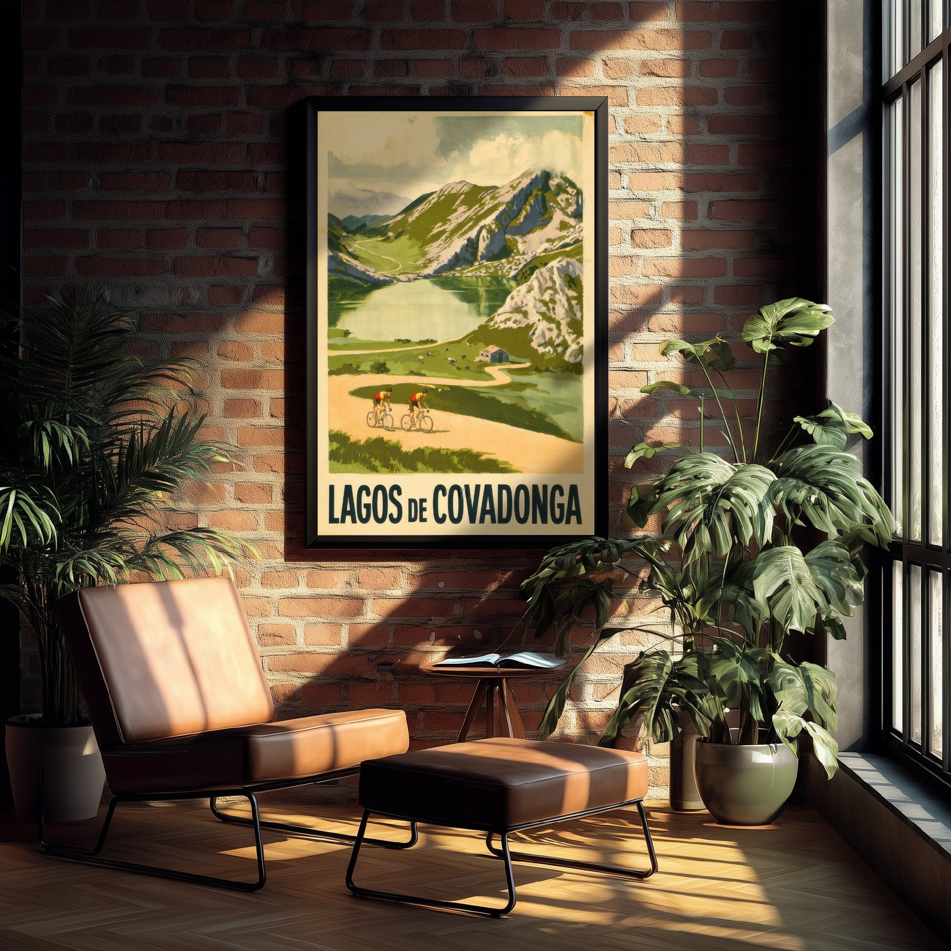 Lagos de Covadonga Vintage Cycling Poster - Asturias Mountain Lake Art Print - Retro Spanish Climb Illustration V1 3/3