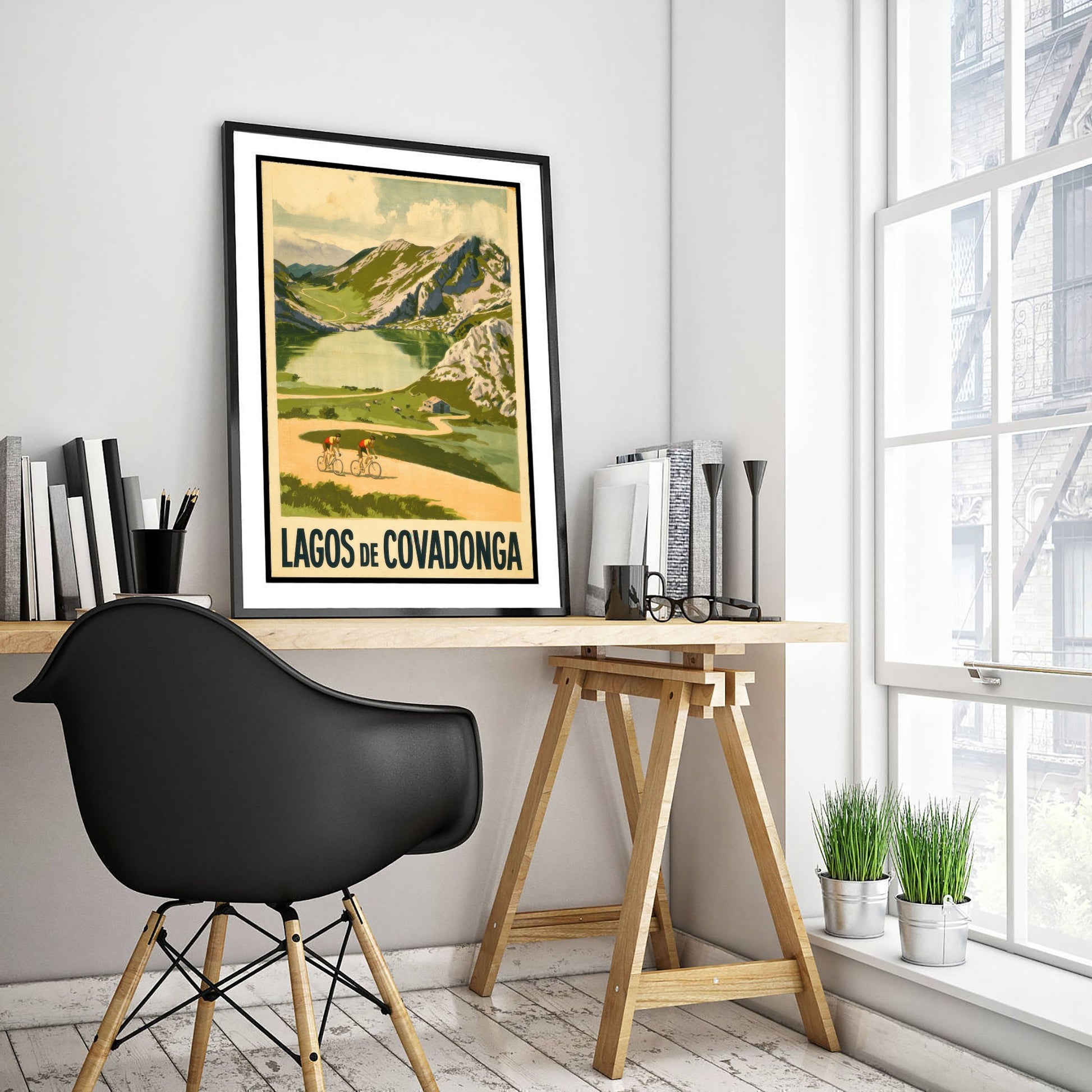 Lagos de Covadonga Vintage Cycling Poster - Asturias Mountain Lake Art Print - Retro Spanish Climb Illustration V1 3/3