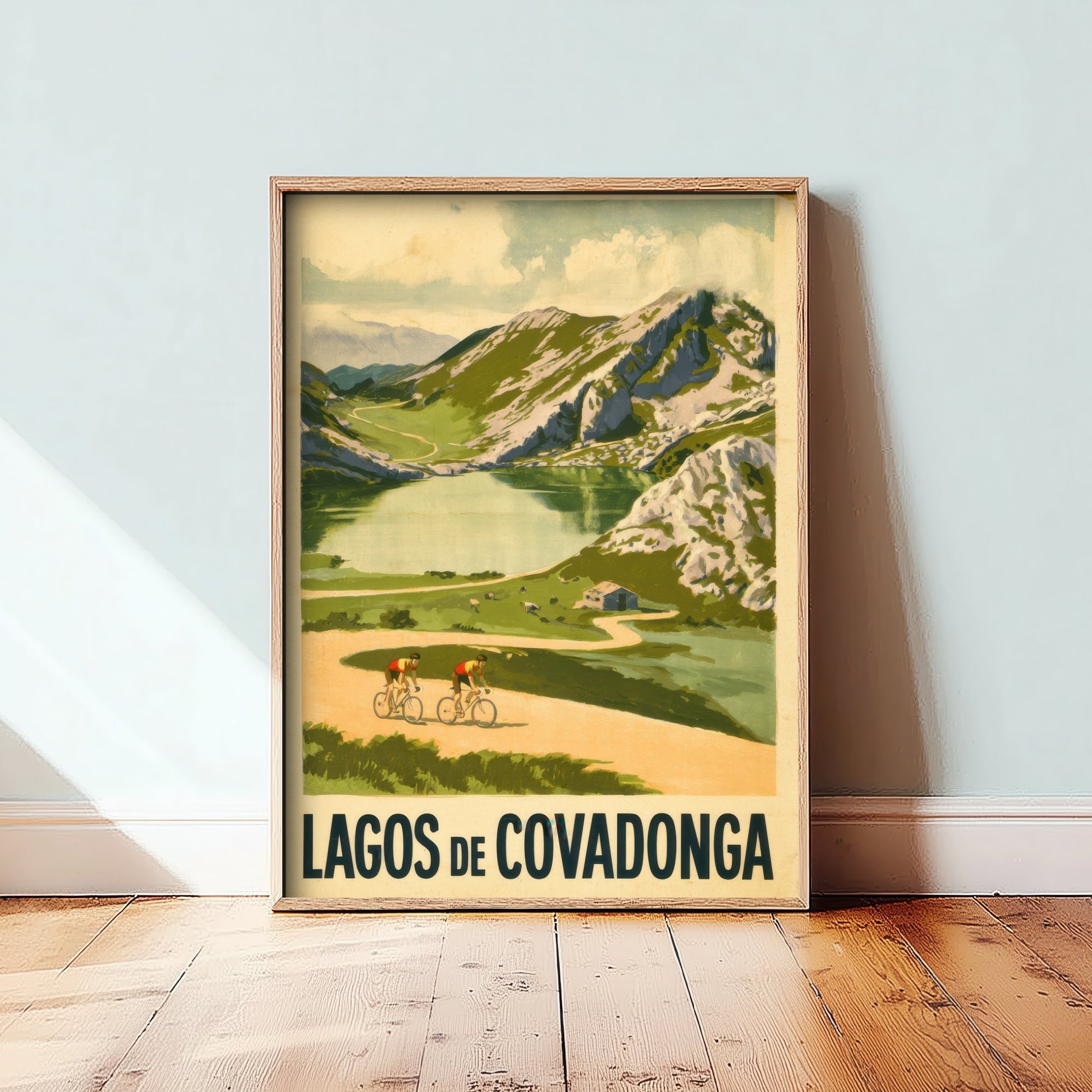 Lagos de Covadonga Vintage Cycling Poster - Asturias Mountain Lake Art Print - Retro Spanish Climb Illustration V1 3/3