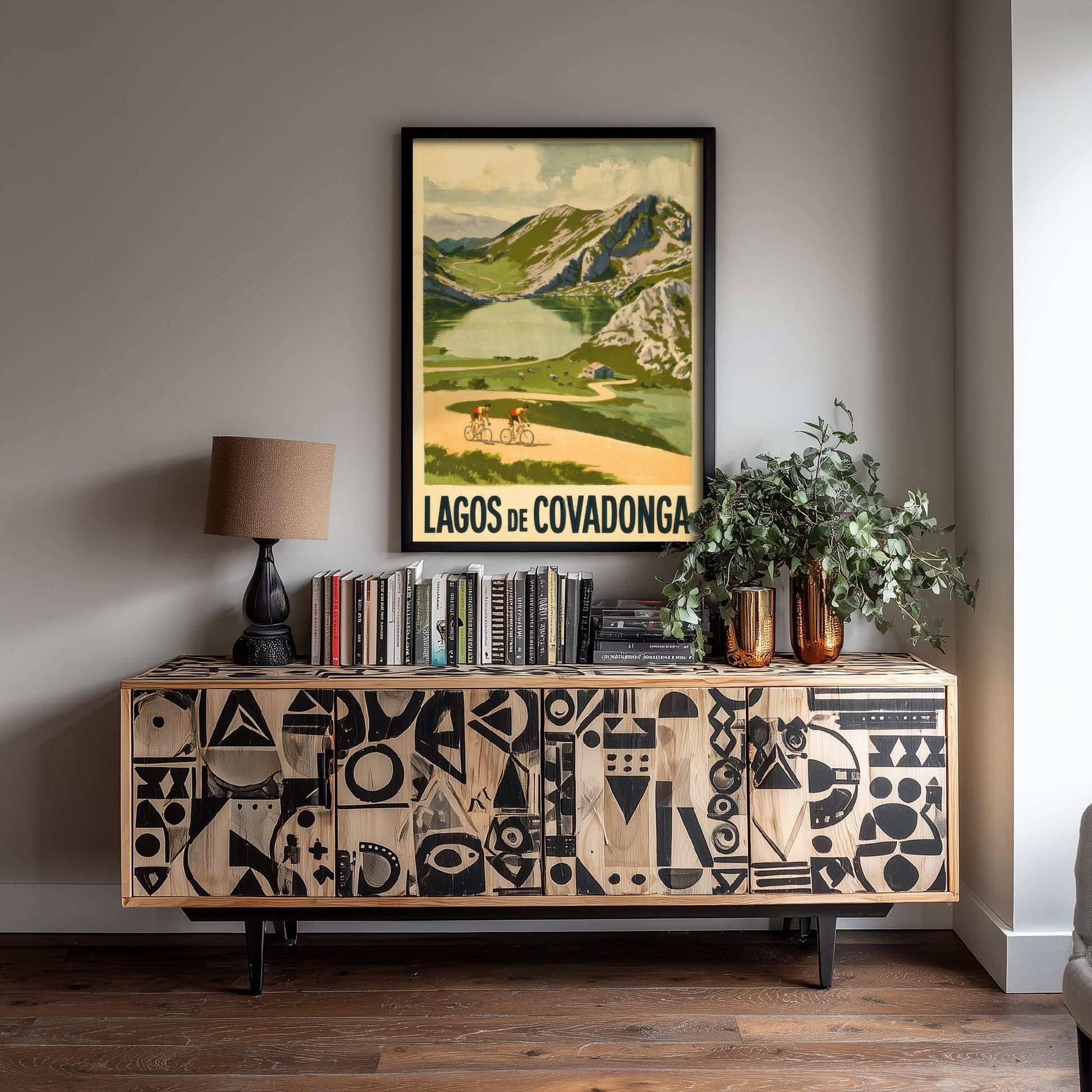 Lagos de Covadonga Vintage Cycling Poster - Asturias Mountain Lake Art Print - Retro Spanish Climb Illustration V1 3/3