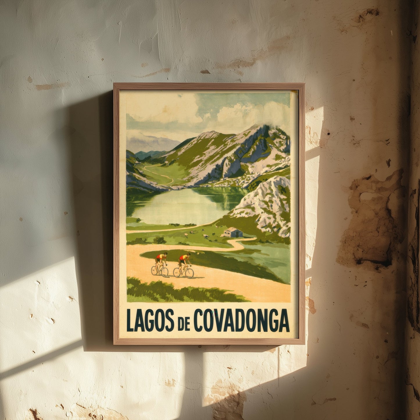 Lagos de Covadonga Vintage Cycling Poster - Asturias Mountain Lake Art Print - Retro Spanish Climb Illustration V1 3/3