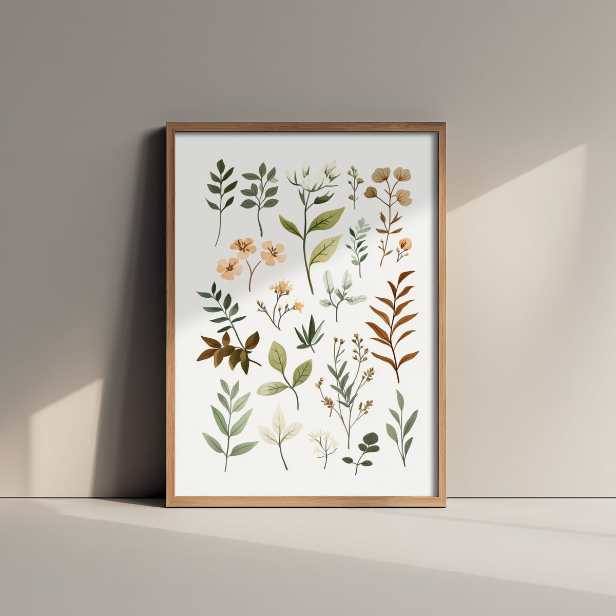 Vintage Botanical Art Print - Pressed Wildflower Poster - Herbarium Illustration - Muted Sprigs V10 1/3