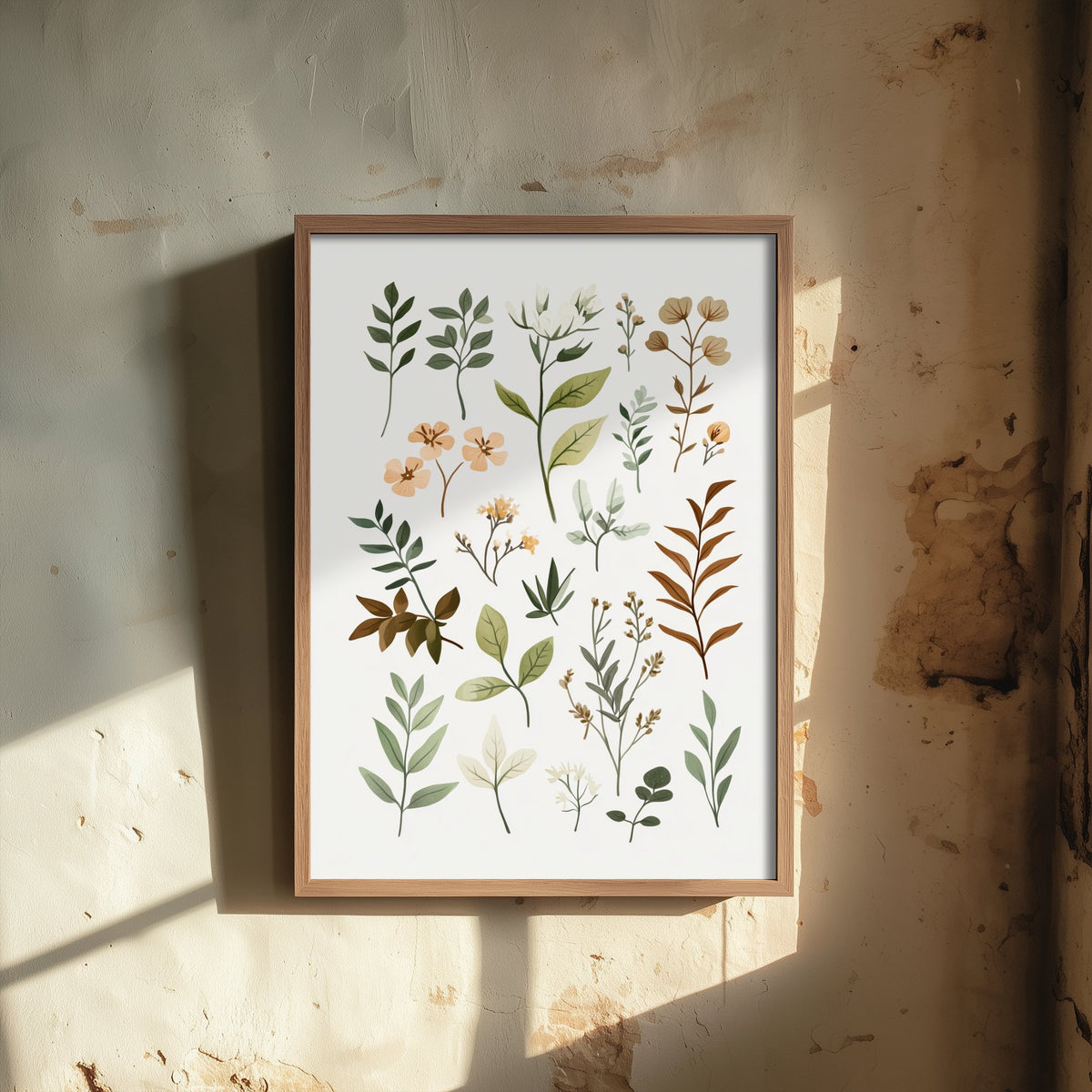 Vintage Botanical Art Print - Pressed Wildflower Poster - Herbarium Illustration - Muted Sprigs V10 1/3