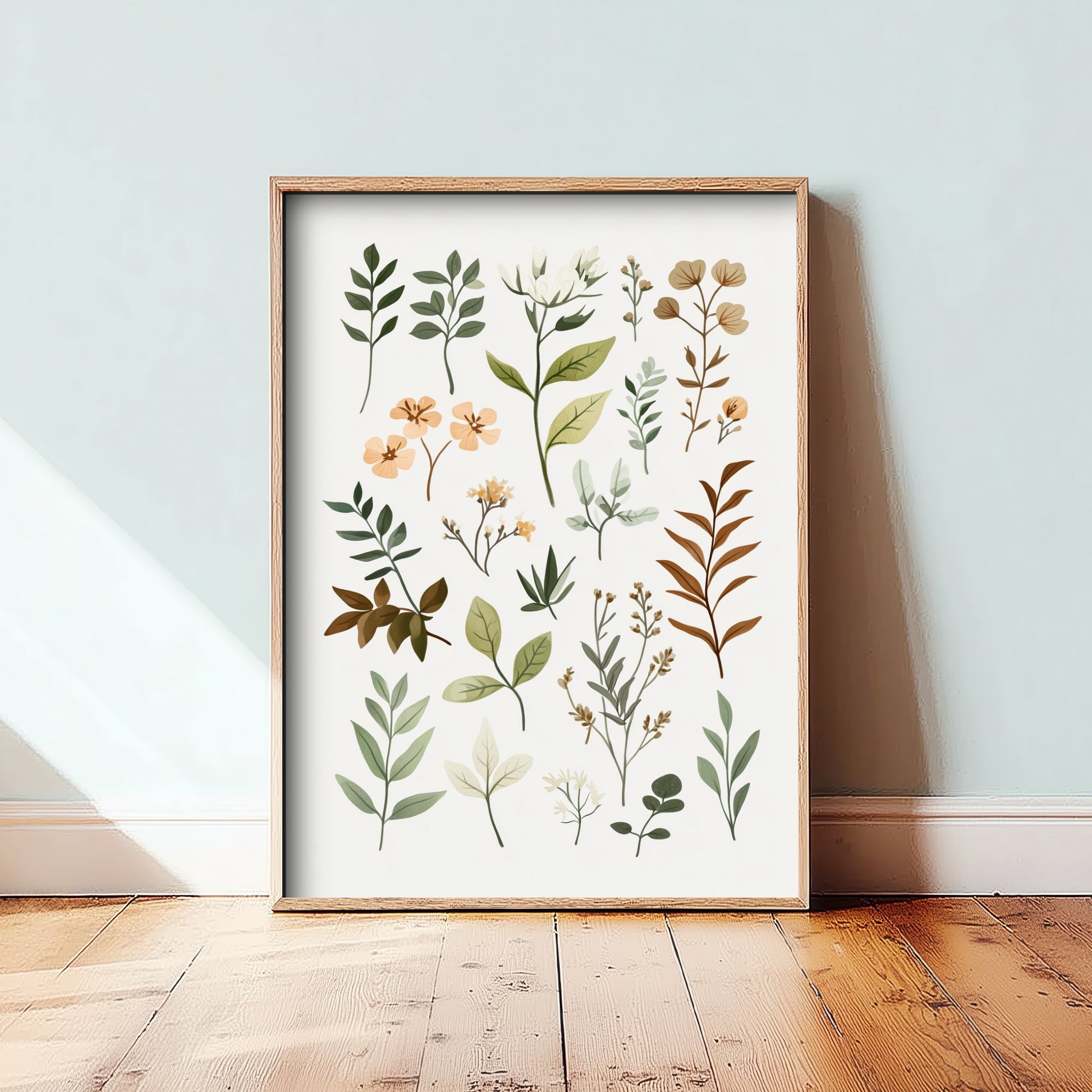 Vintage Botanical Art Print - Pressed Wildflower Poster - Herbarium Illustration - Muted Sprigs V10 1/3