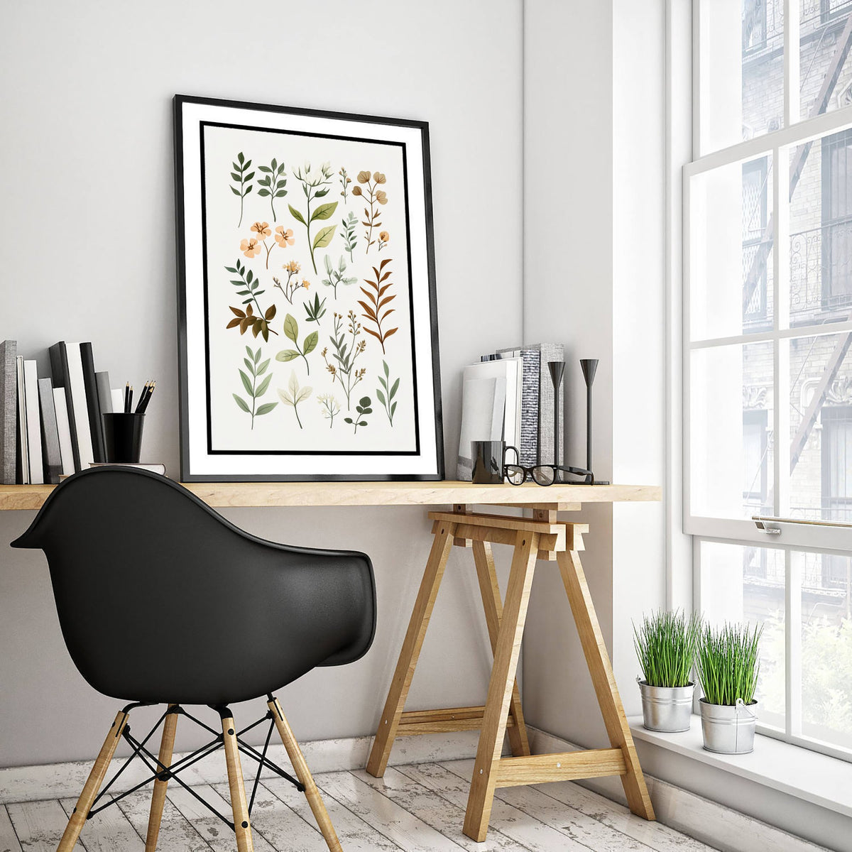 Vintage Botanical Art Print - Pressed Wildflower Poster - Herbarium Illustration - Muted Sprigs V10 1/3