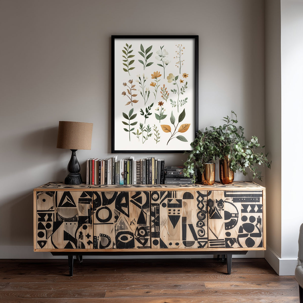 Vintage Botanical Art Print - Pressed Flower Poster - Herbarium Illustration - Neutral Sprigs V10 2/3