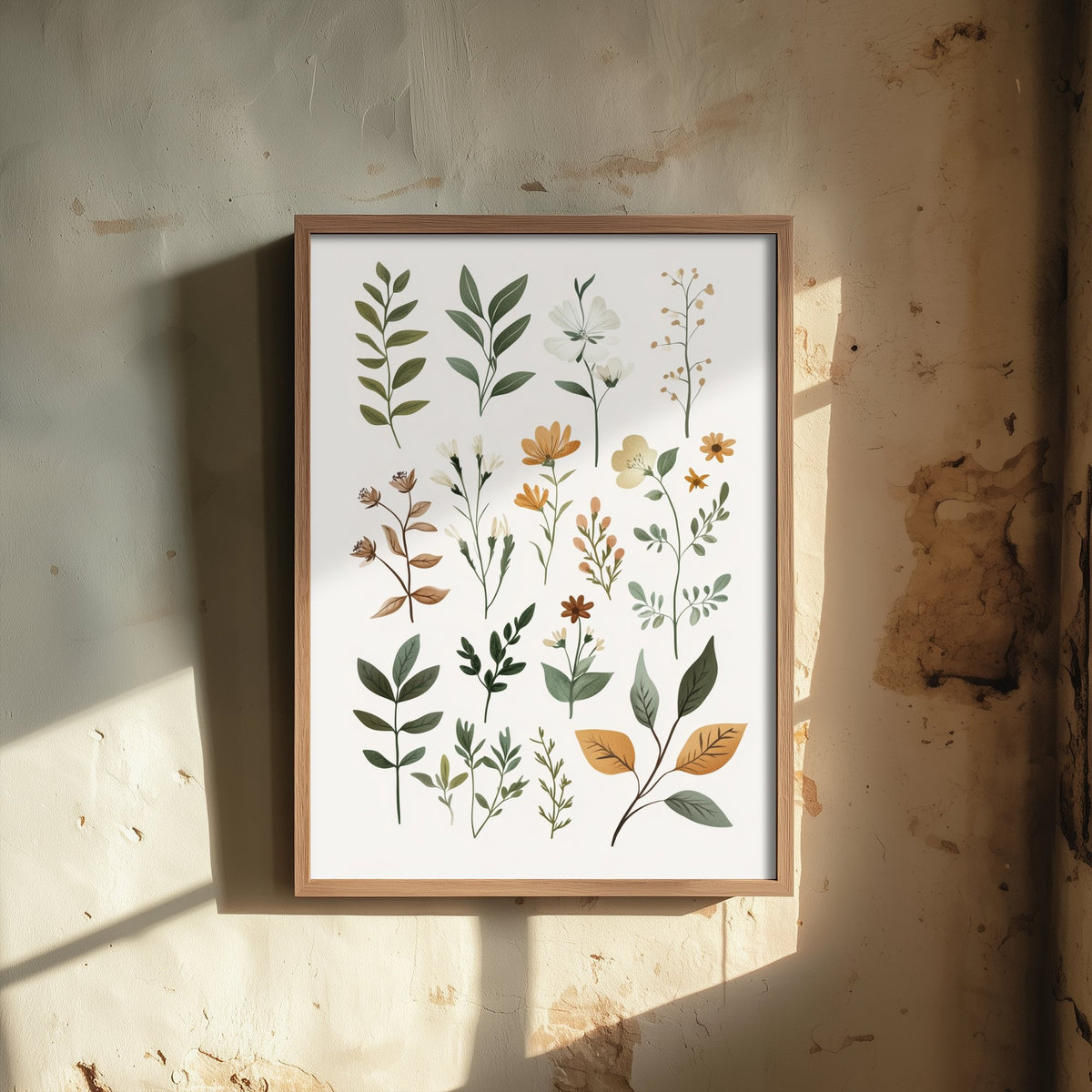 Vintage Botanical Art Print - Pressed Flower Poster - Herbarium Illustration - Neutral Sprigs V10 2/3