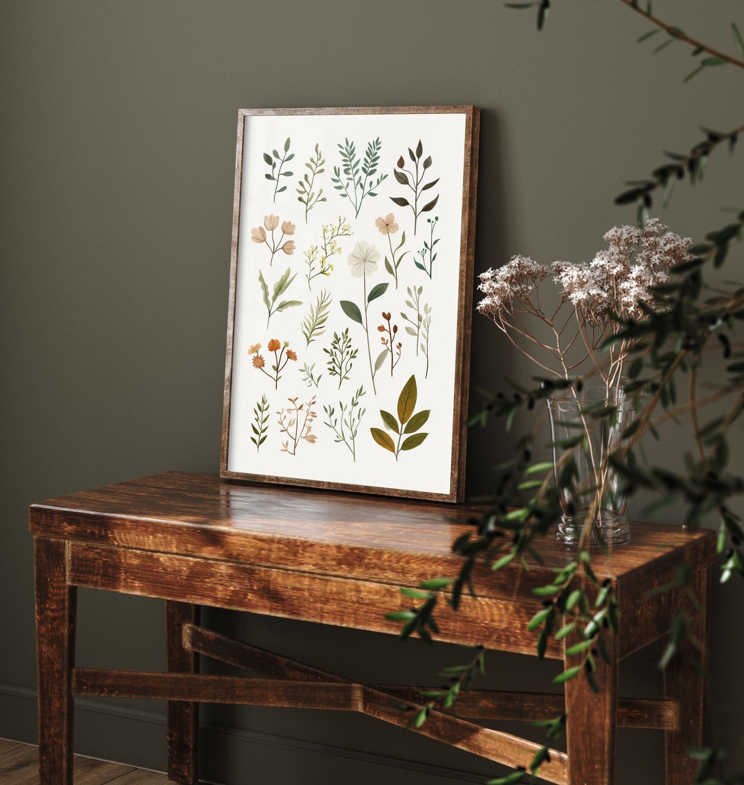 Vintage Botanical Art Print - Pressed Wildflower Poster - Herbarium Illustration - Earthy Sprigs V10 3/3