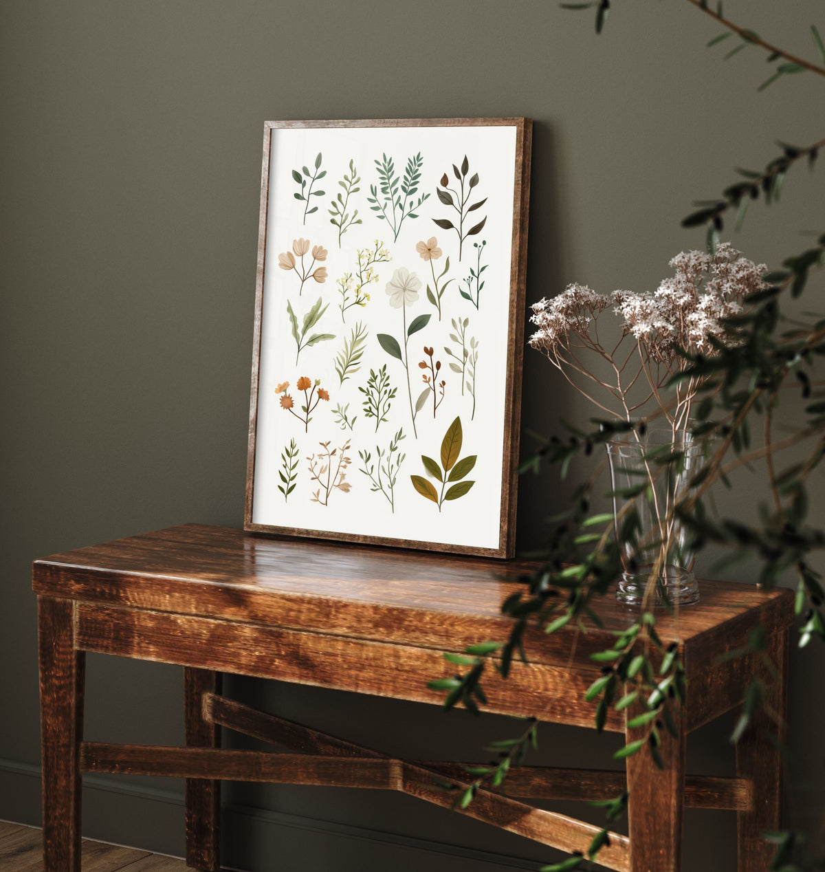 Vintage Botanical Art Print - Pressed Wildflower Poster - Herbarium Illustration - Earthy Sprigs V10 3/3