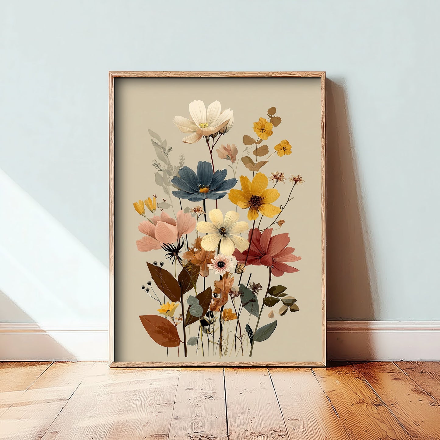 Vintage Wildflower Art Print - Meadow Bouquet Poster - Botanical Painting - Warm Blooms V11 2/3
