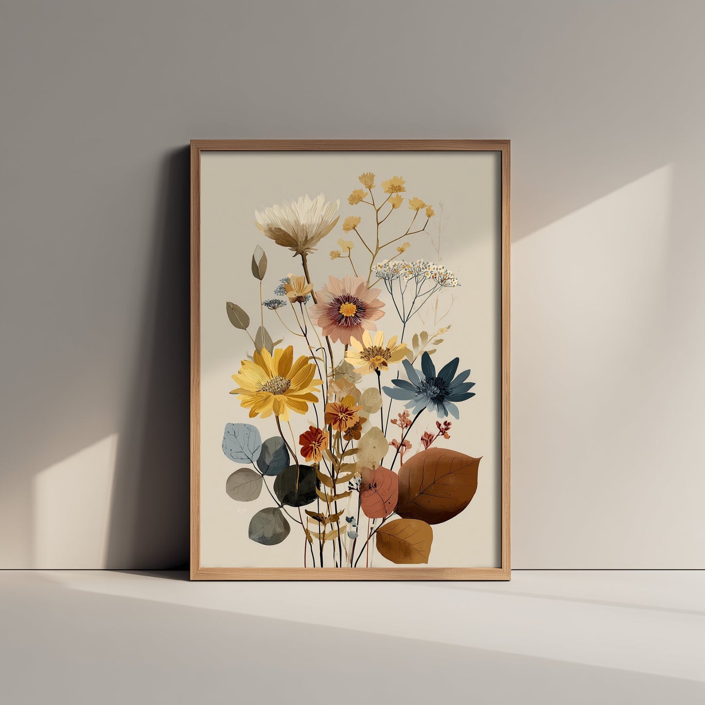 Vintage Wildflower Art Print - Autumn Bouquet Poster - Botanical Painting - Golden Blooms V11 3/3