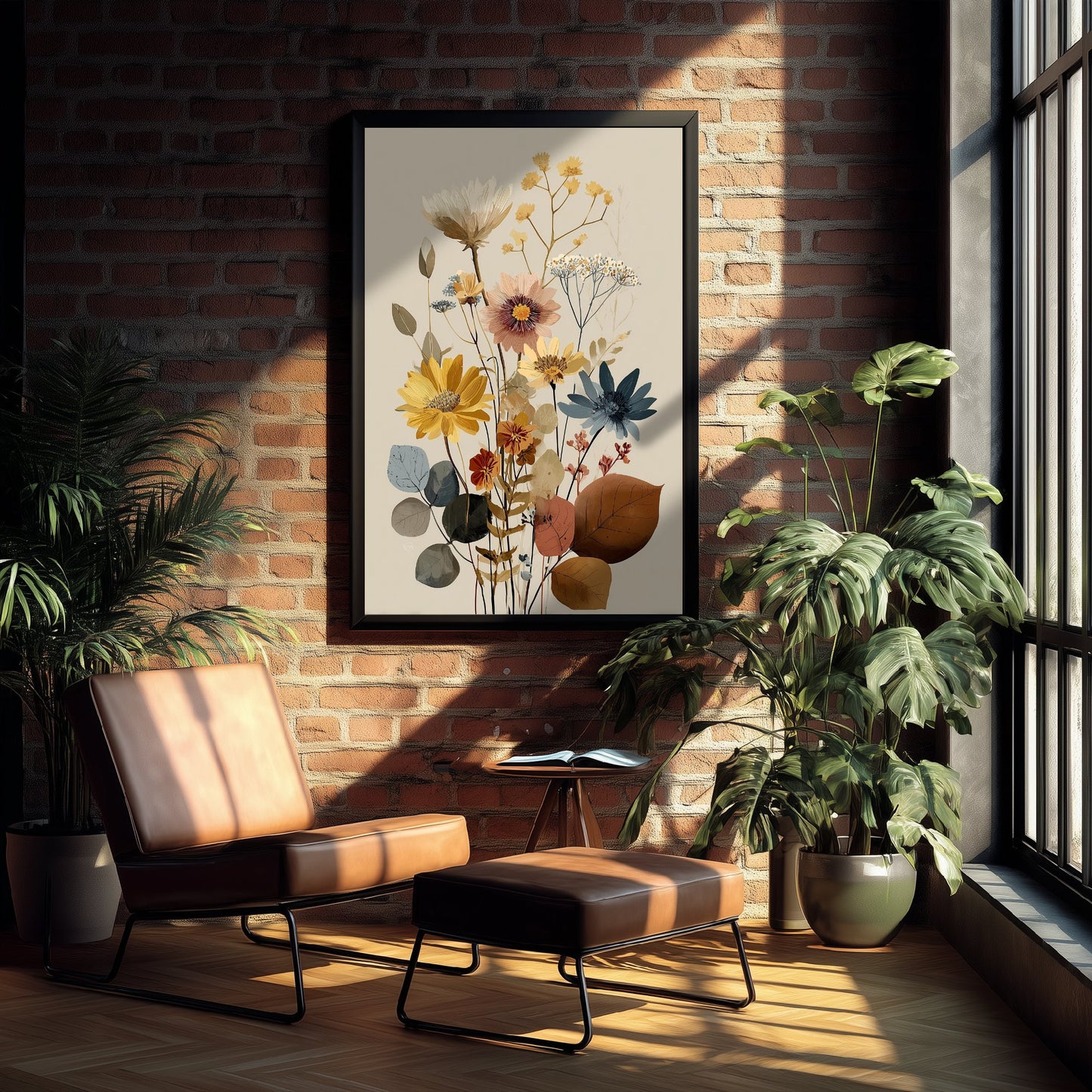 Vintage Wildflower Art Print - Autumn Bouquet Poster - Botanical Painting - Golden Blooms V11 3/3
