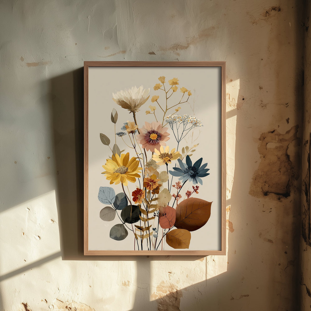 Vintage Wildflower Art Print - Autumn Bouquet Poster - Botanical Painting - Golden Blooms V11 3/3