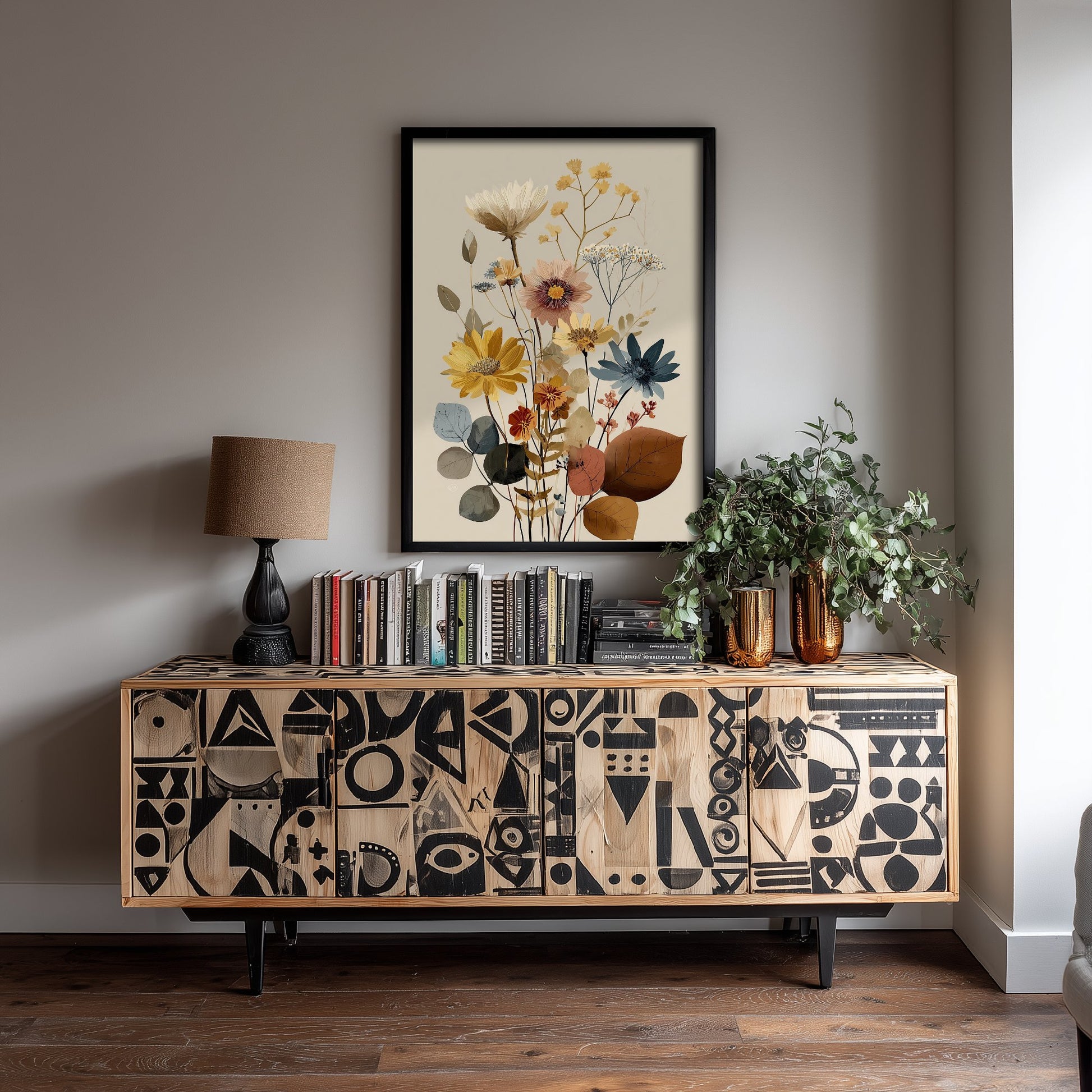 Vintage Wildflower Art Print - Autumn Bouquet Poster - Botanical Painting - Golden Blooms V11 3/3