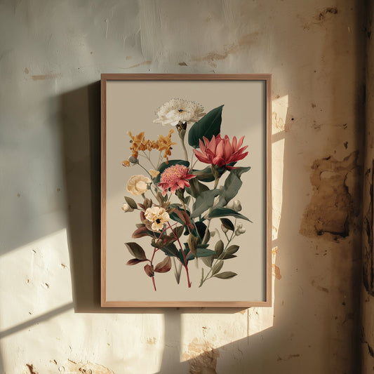 Vintage Botanical Art Print - Floral Bouquet Poster - Classic Botanical Illustration - Rich Blooms V12 3/3