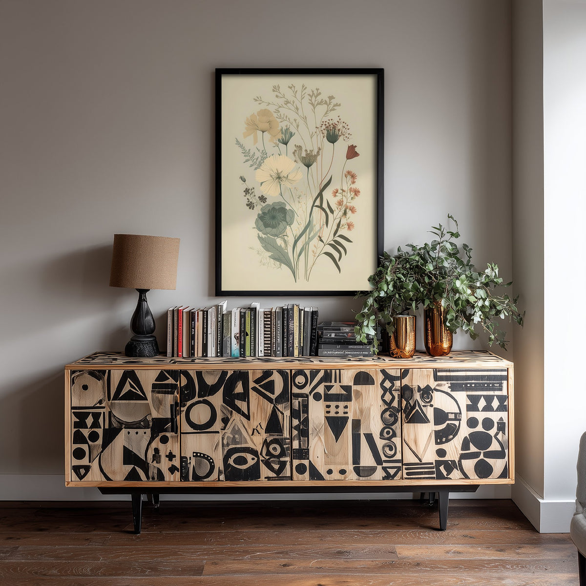 Vintage Wildflower Art Print - Botanical Poster - Muted Floral Illustration - Sage Blooms V13 1/3