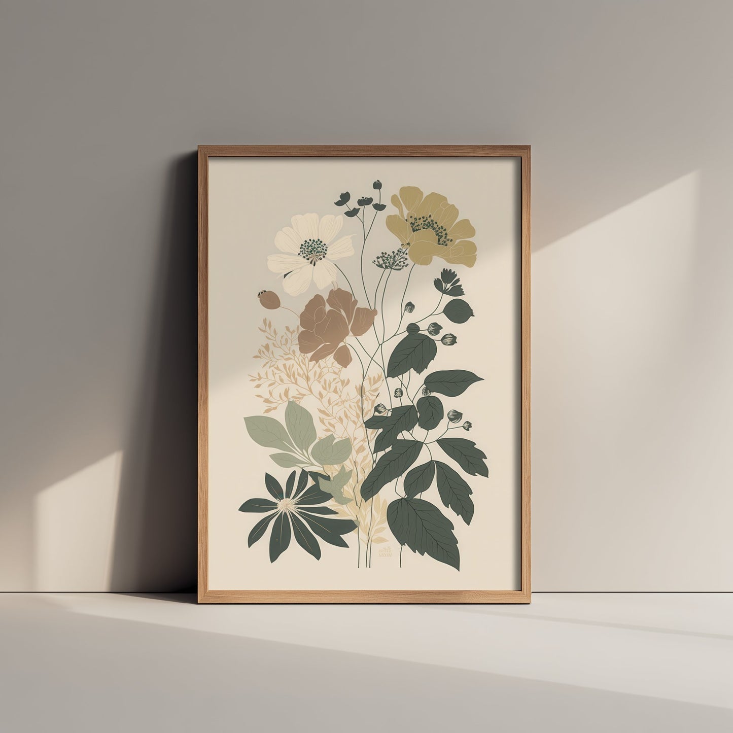 Vintage Wildflower Art Print - Botanical Poster - Muted Floral Illustration - Neutral Blooms V13 2/3
