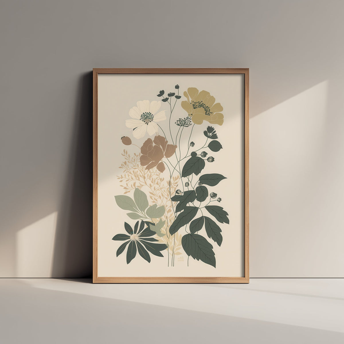 Vintage Wildflower Art Print - Botanical Poster - Muted Floral Illustration - Neutral Blooms V13 2/3
