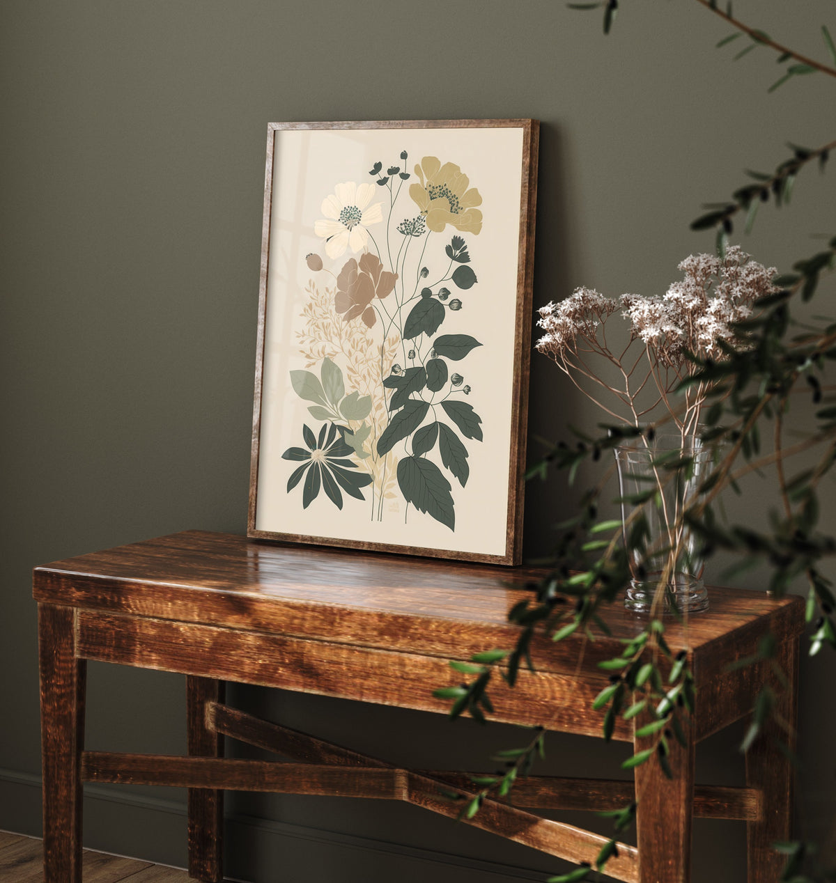 Vintage Wildflower Art Print - Botanical Poster - Muted Floral Illustration - Neutral Blooms V13 2/3
