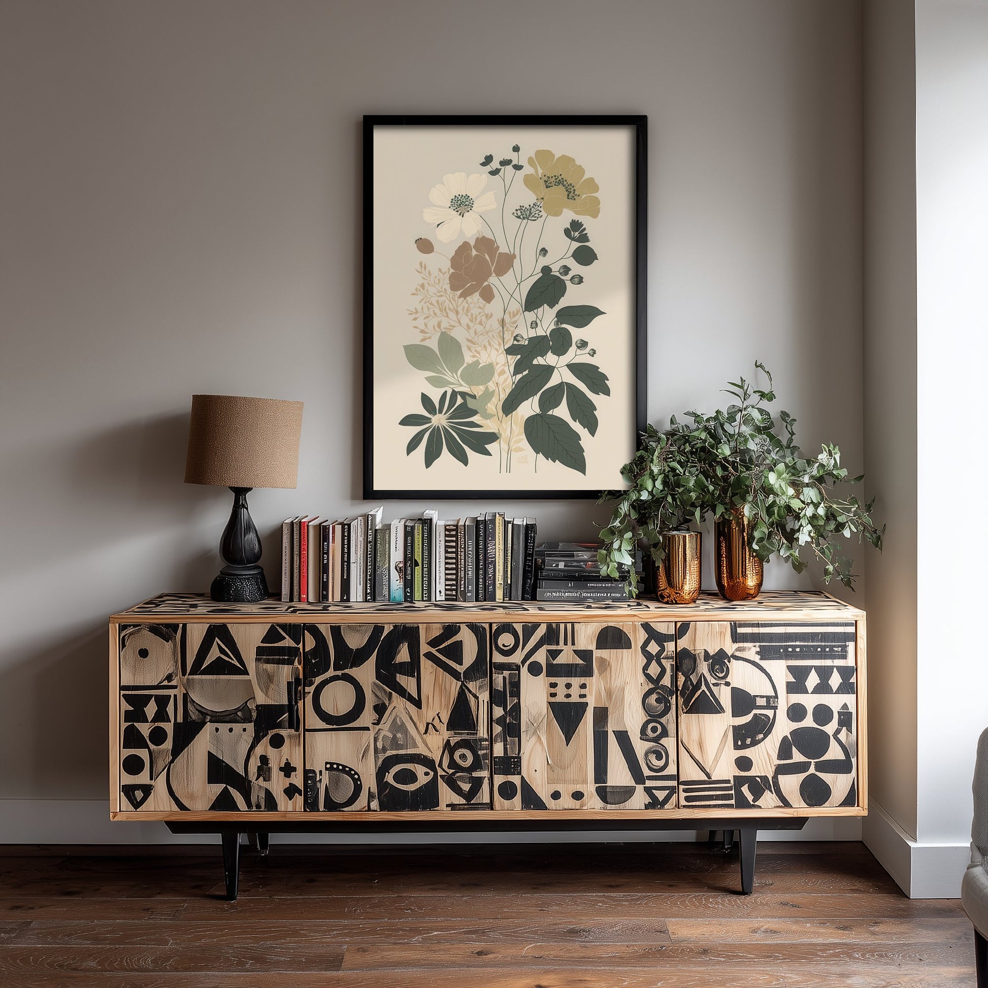 Vintage Wildflower Art Print - Botanical Poster - Muted Floral Illustration - Neutral Blooms V13 2/3