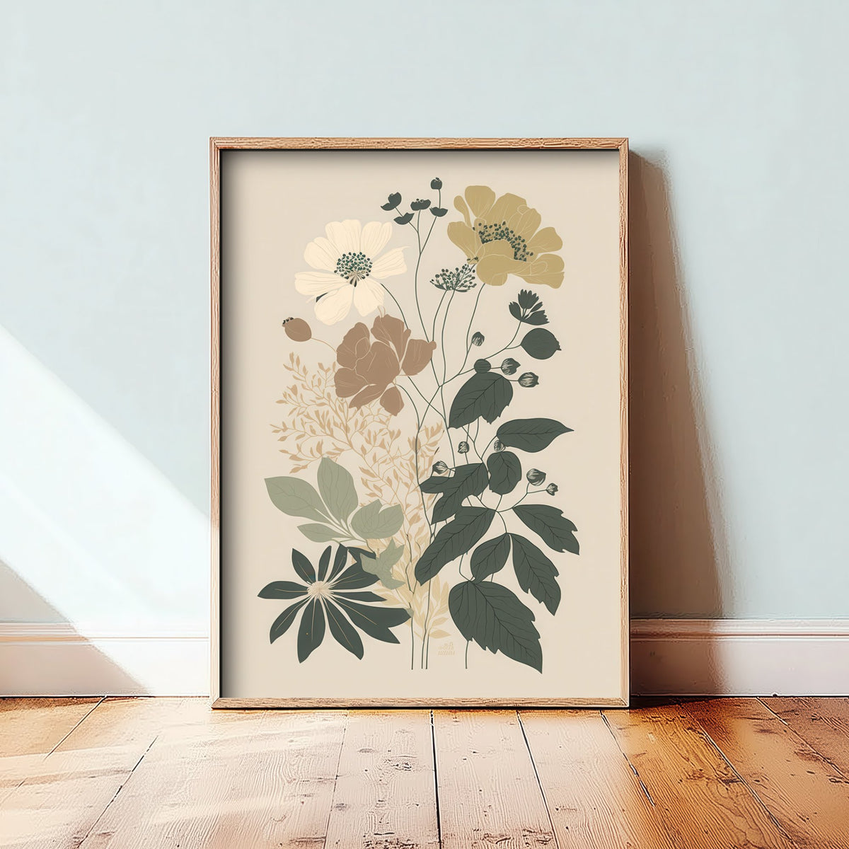 Vintage Wildflower Art Print - Botanical Poster - Muted Floral Illustration - Neutral Blooms V13 2/3