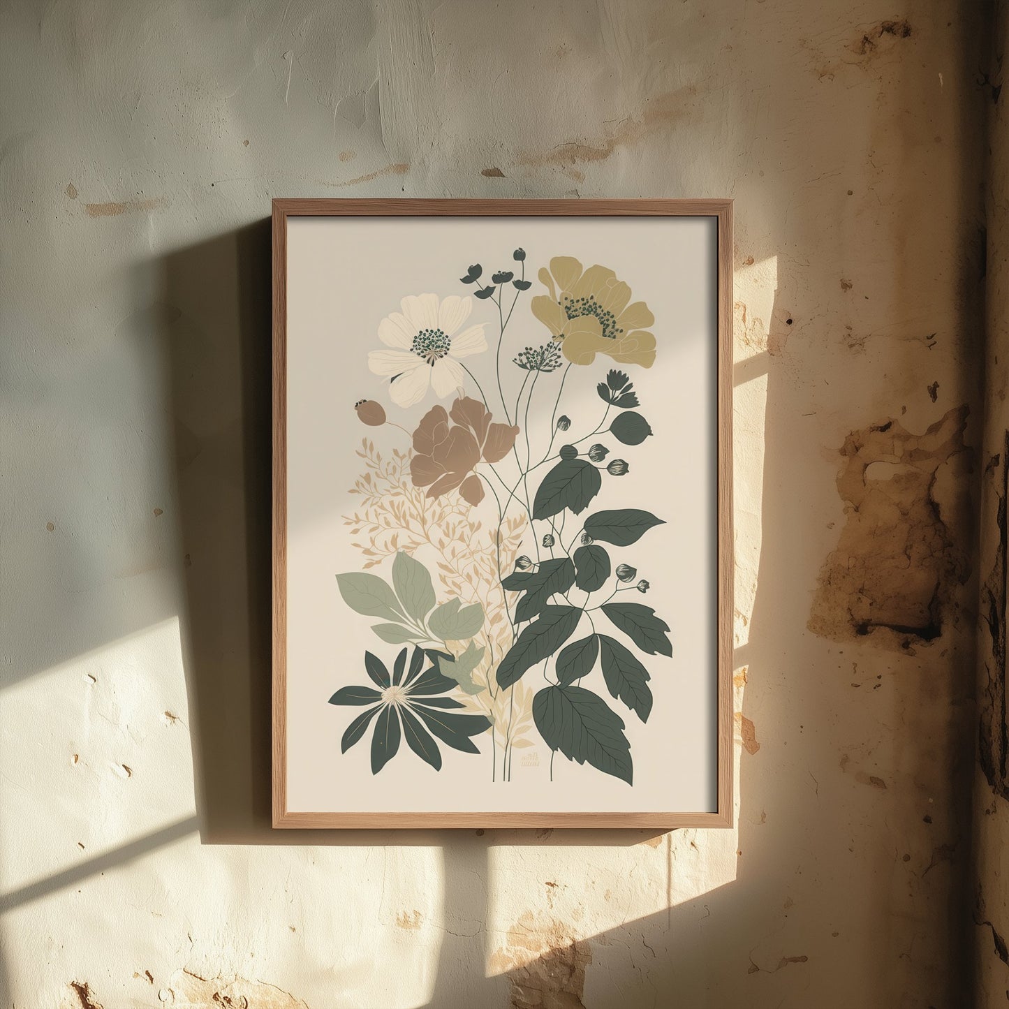 Vintage Wildflower Art Print - Botanical Poster - Muted Floral Illustration - Neutral Blooms V13 2/3