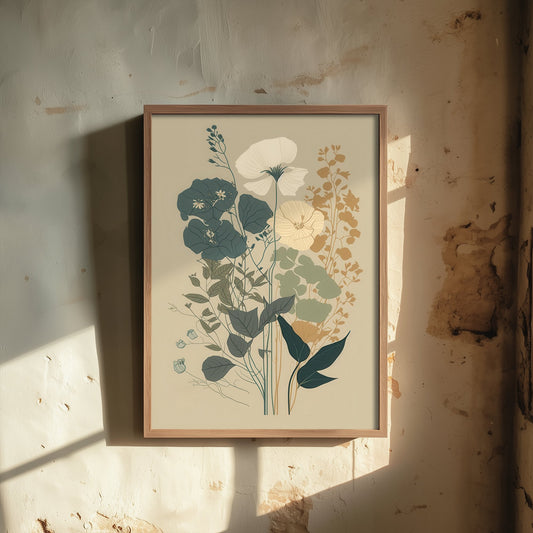 Vintage Wildflower Art Print - Botanical Poster - Muted Floral Illustration - Blue Sage Blooms V13 3/3