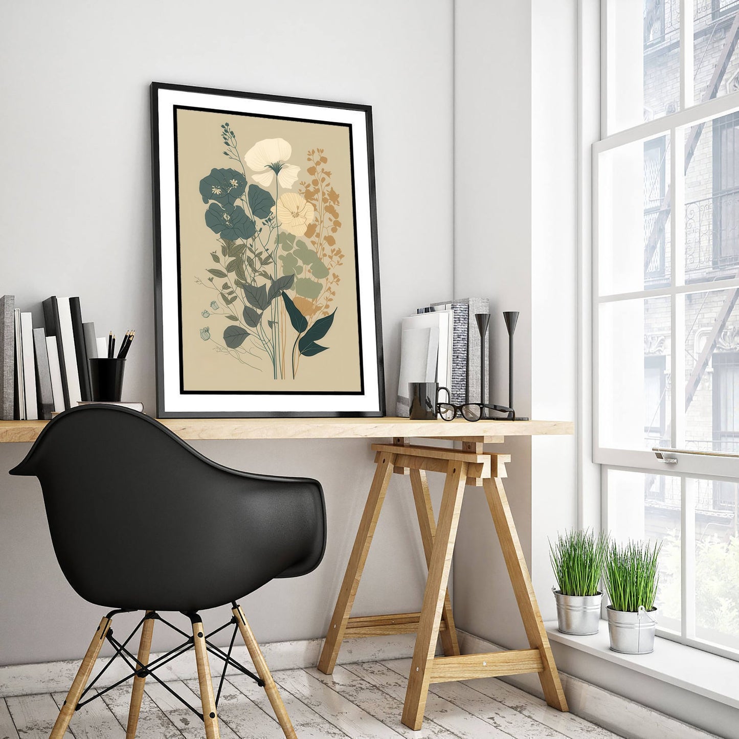 Vintage Wildflower Art Print - Botanical Poster - Muted Floral Illustration - Blue Sage Blooms V13 3/3