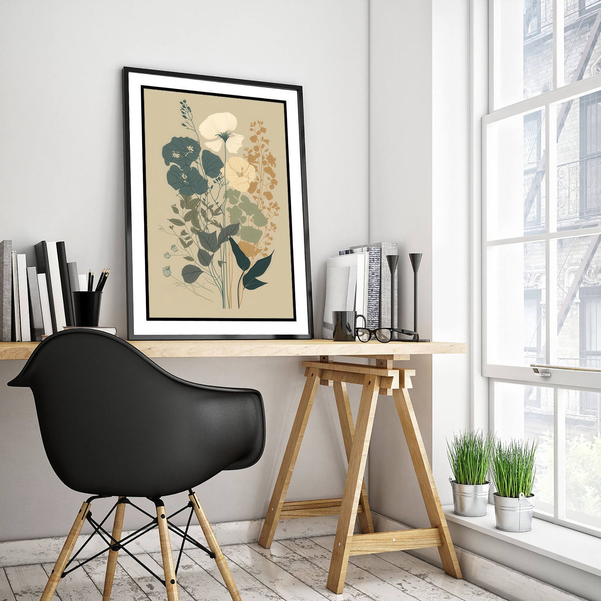 Vintage Wildflower Art Print - Botanical Poster - Muted Floral Illustration - Blue Sage Blooms V13 3/3