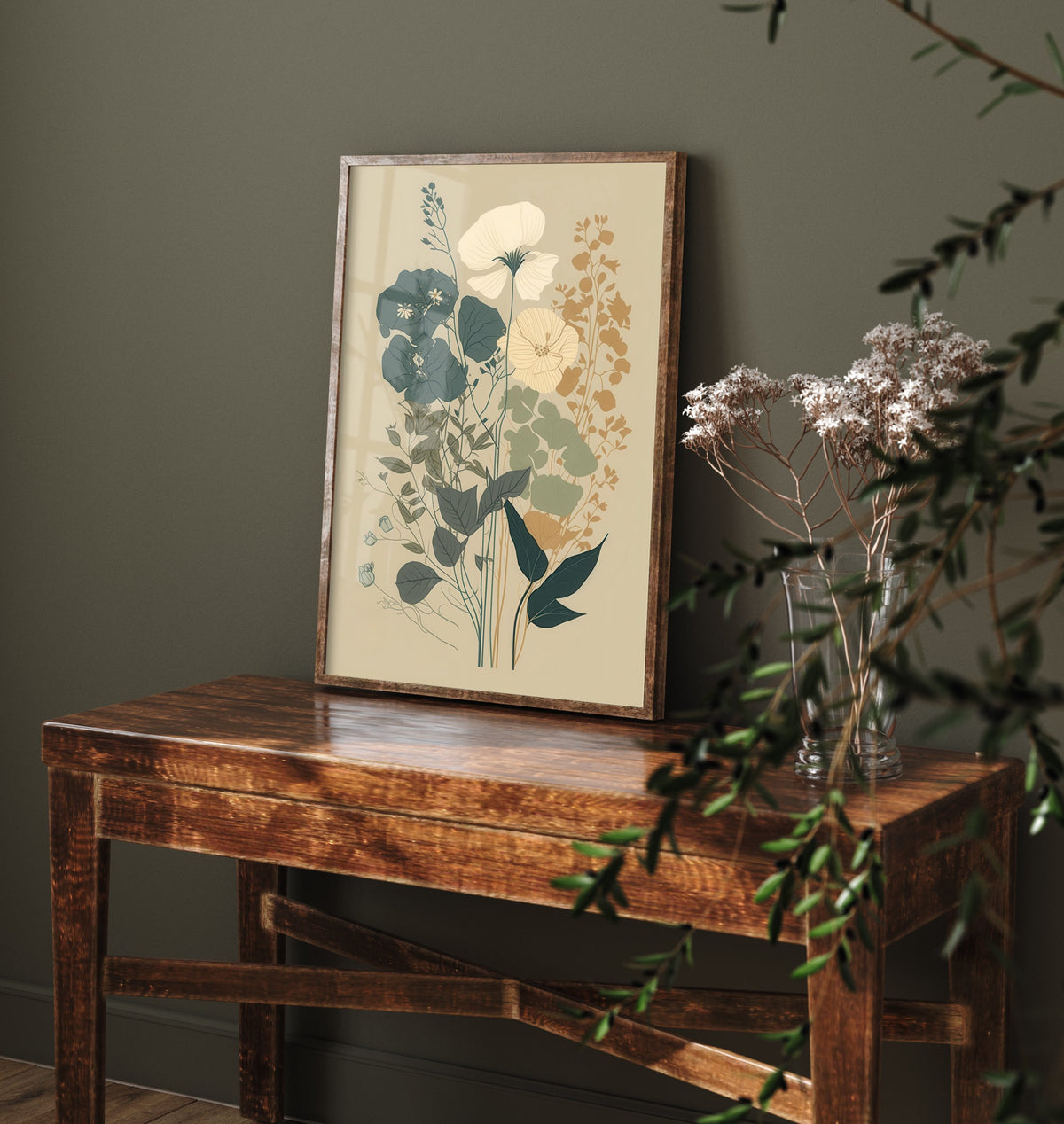 Vintage Wildflower Art Print - Botanical Poster - Muted Floral Illustration - Blue Sage Blooms V13 3/3