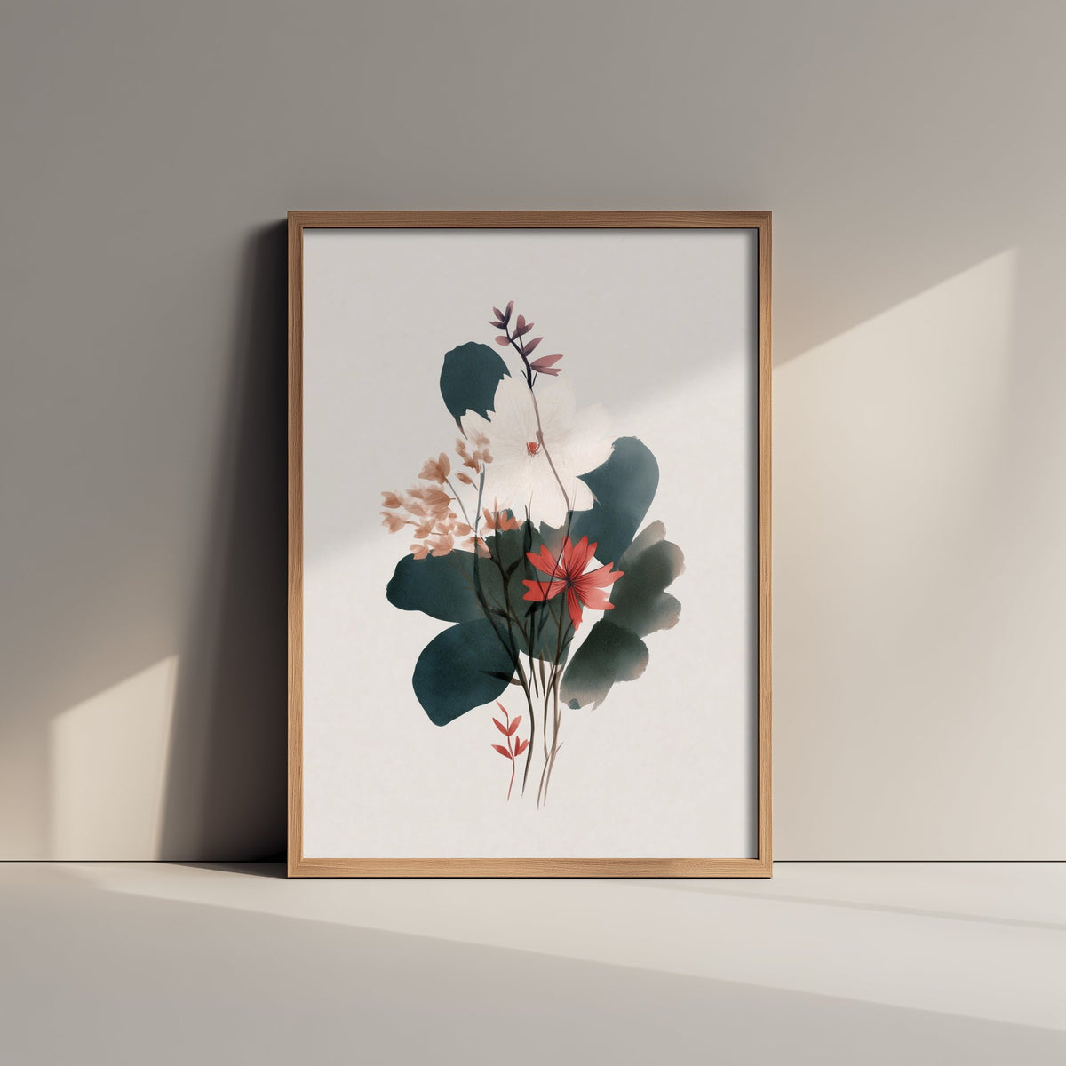 Vintage Flower Watercolour Art Print - Floral Bouquet Poster - Botanical Watercolour - White Blooms V14 1/3