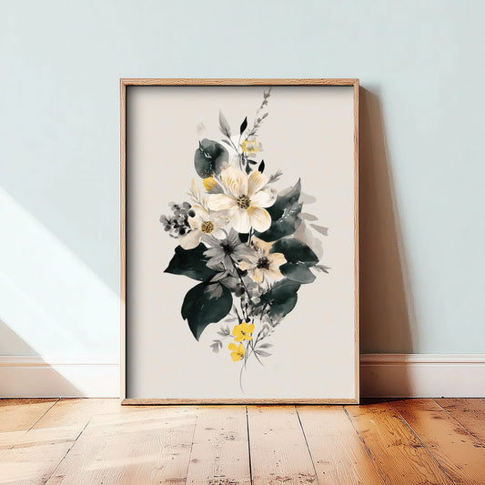 Vintage Flower Watercolour Art Print - Floral Bouquet Poster - Botanical Watercolour - Soft Blooms V14 3/3