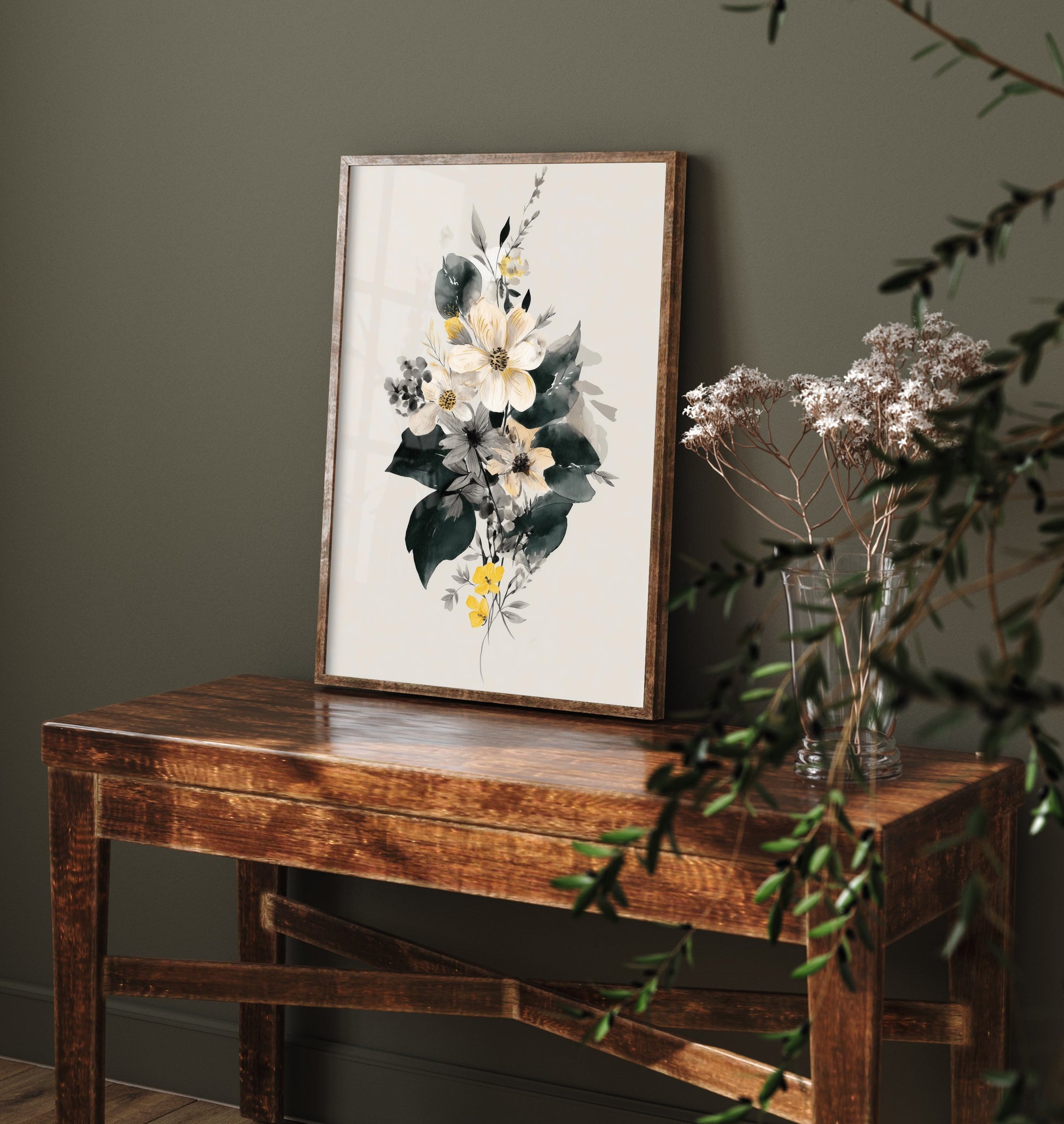 Vintage Flower Watercolour Art Print - Floral Bouquet Poster - Botanical Watercolour - Soft Blooms V14 3/3