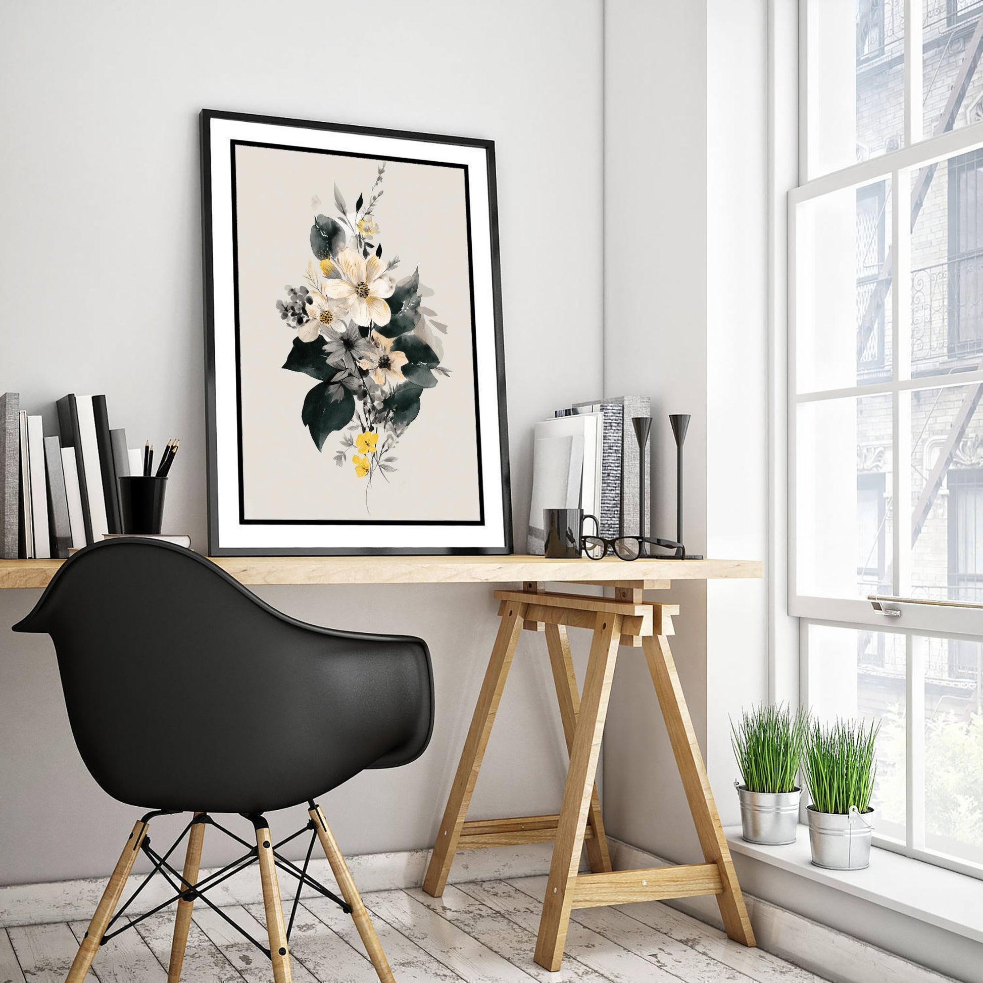 Vintage Flower Watercolour Art Print - Floral Bouquet Poster - Botanical Watercolour - Soft Blooms V14 3/3