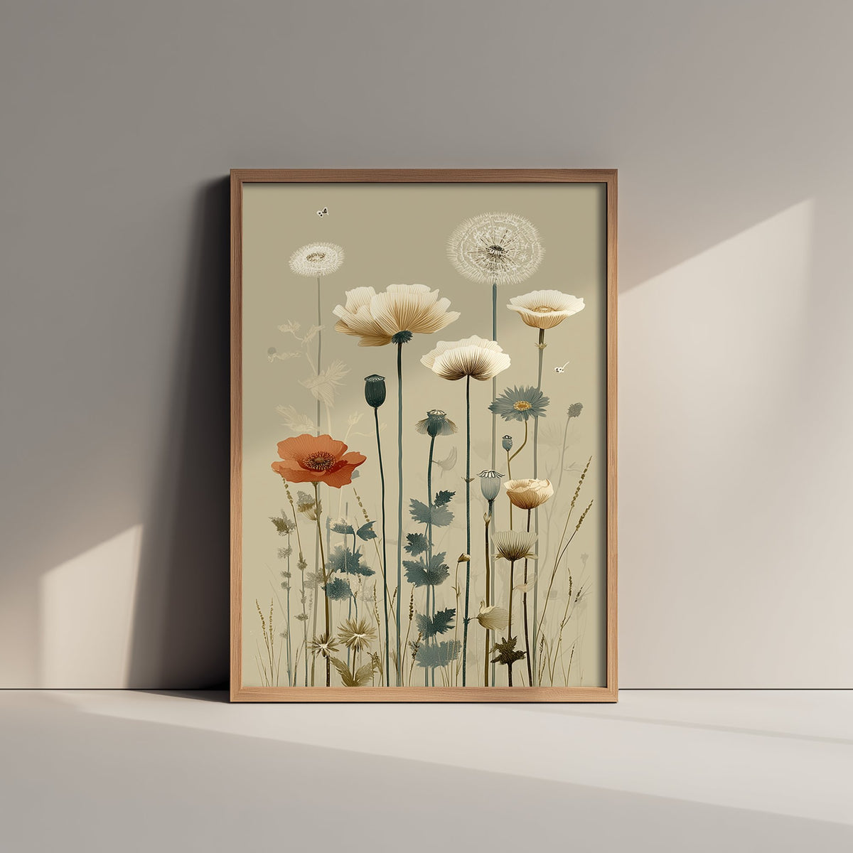 Vintage Wildflower Art Print - Meadow Poster - Botanical Illustration - Dandelion Meadow V15 2/3