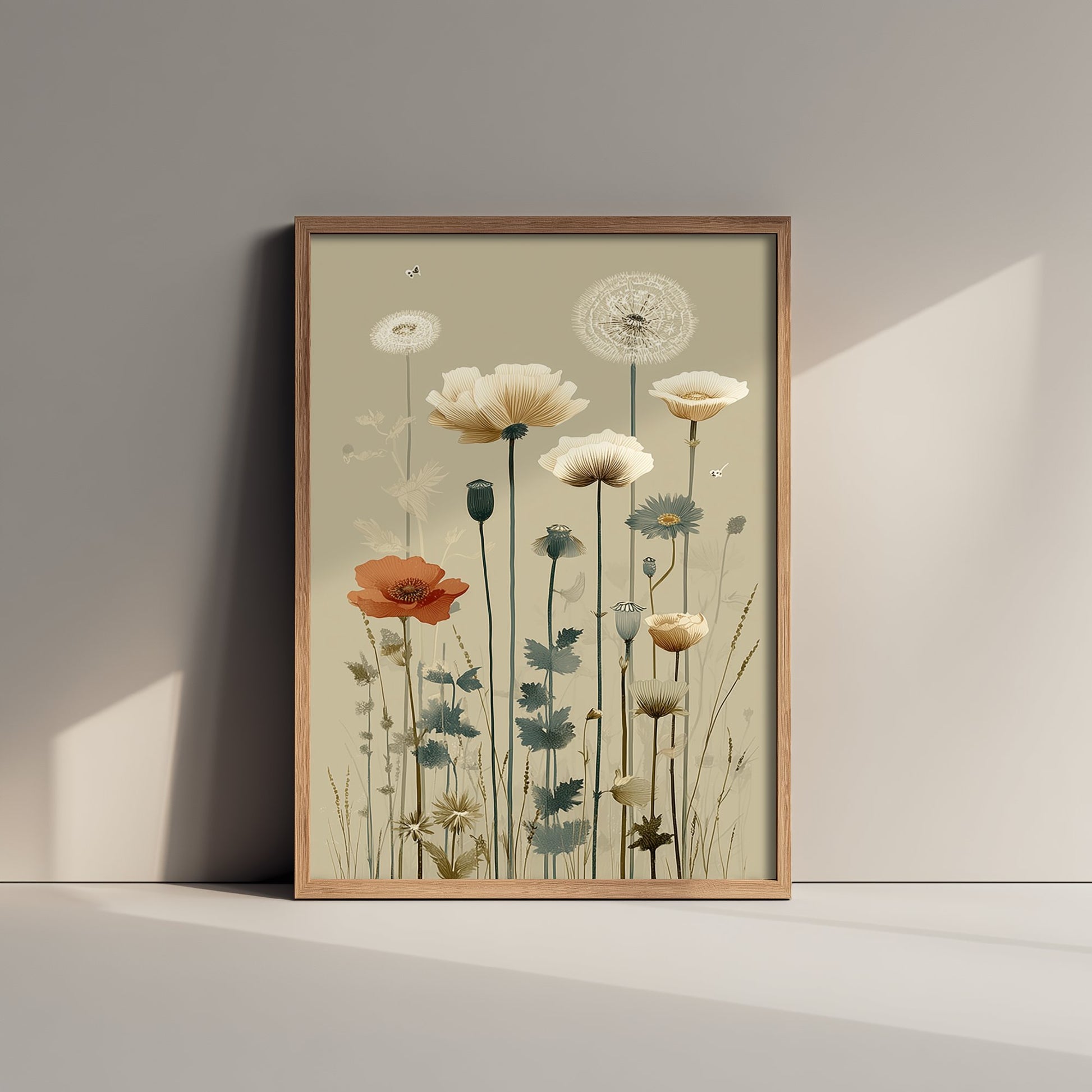 Vintage Wildflower Art Print - Meadow Poster - Botanical Illustration - Dandelion Meadow V15 2/3