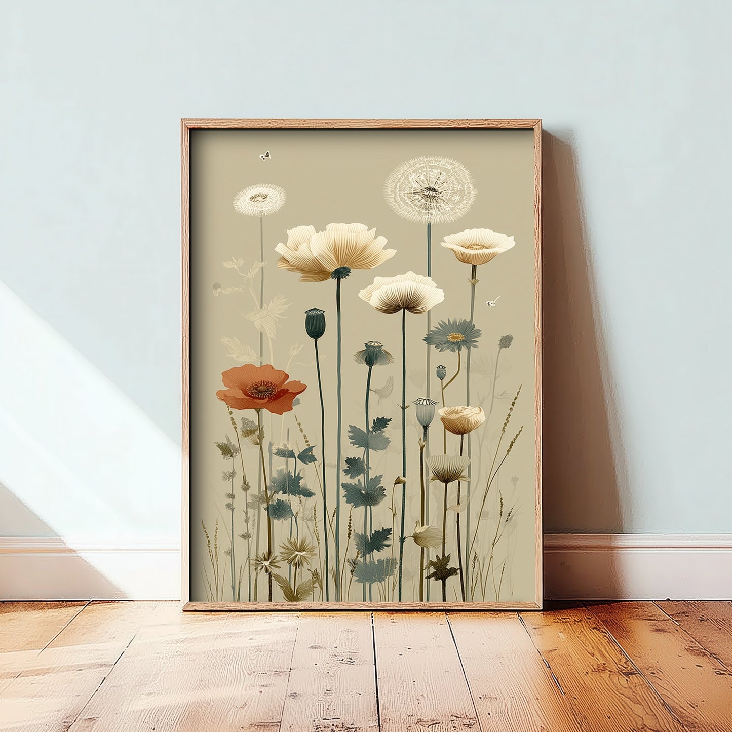 Vintage Wildflower Art Print - Meadow Poster - Botanical Illustration - Dandelion Meadow V15 2/3
