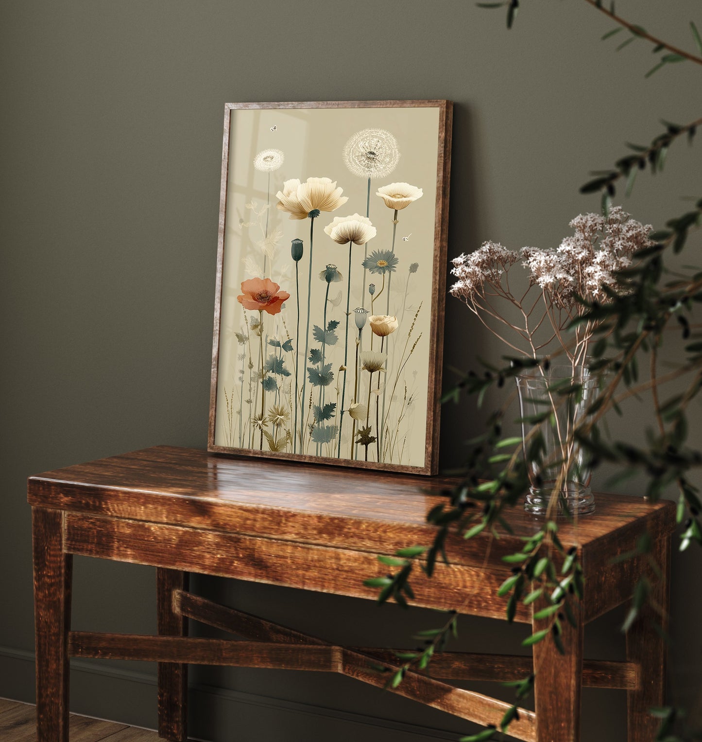 Vintage Wildflower Art Print - Meadow Poster - Botanical Illustration - Dandelion Meadow V15 2/3