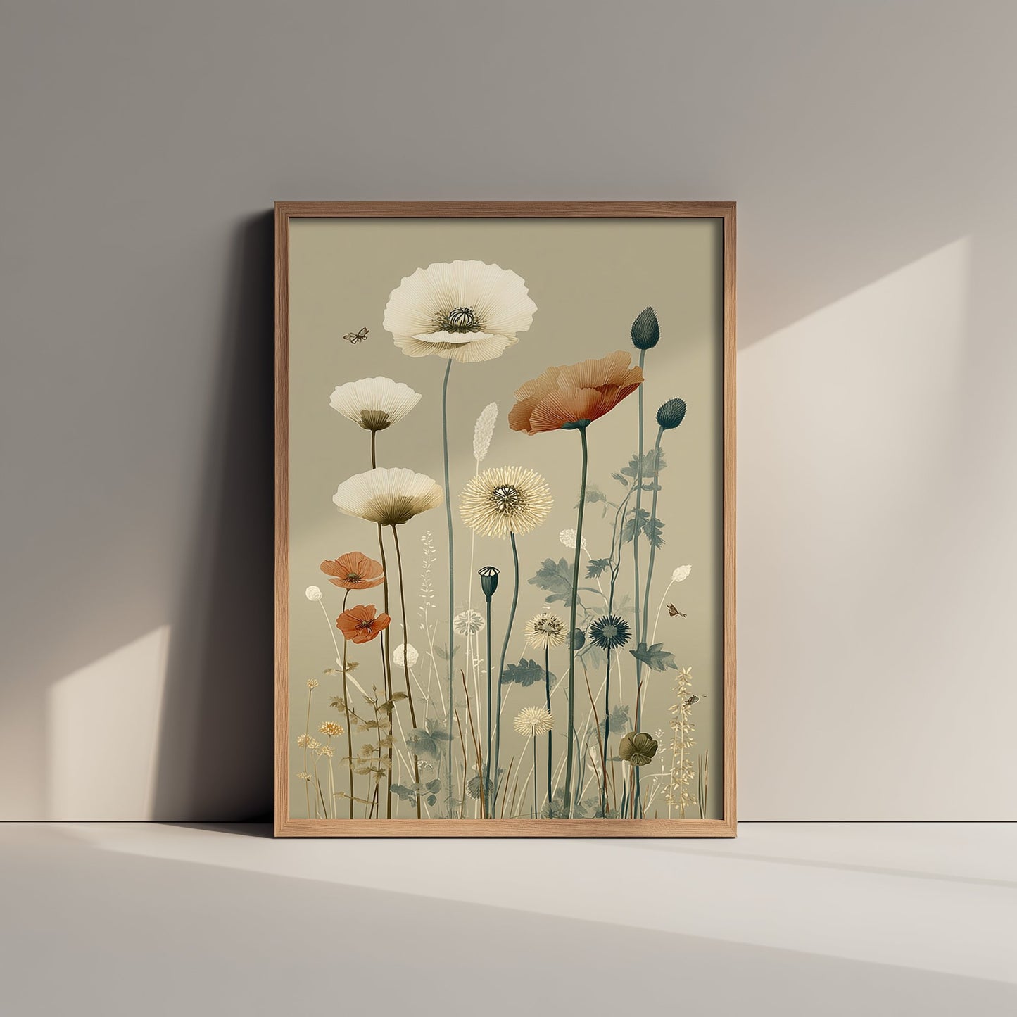 Vintage Wildflower Art Print - Meadow Poster - Botanical Illustration - Poppy Meadow V15 3/3