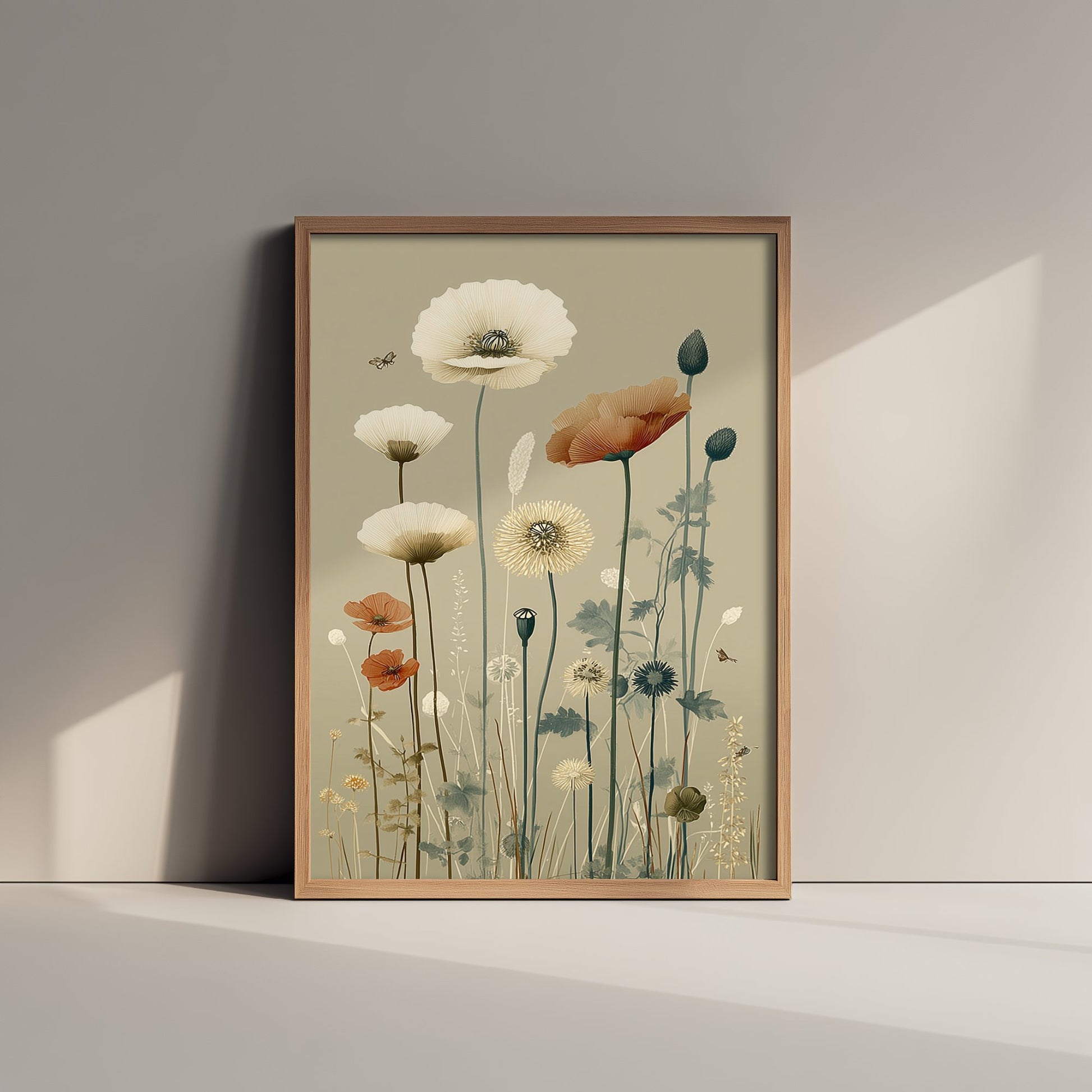 Vintage Wildflower Art Print - Meadow Poster - Botanical Illustration - Poppy Meadow V15 3/3