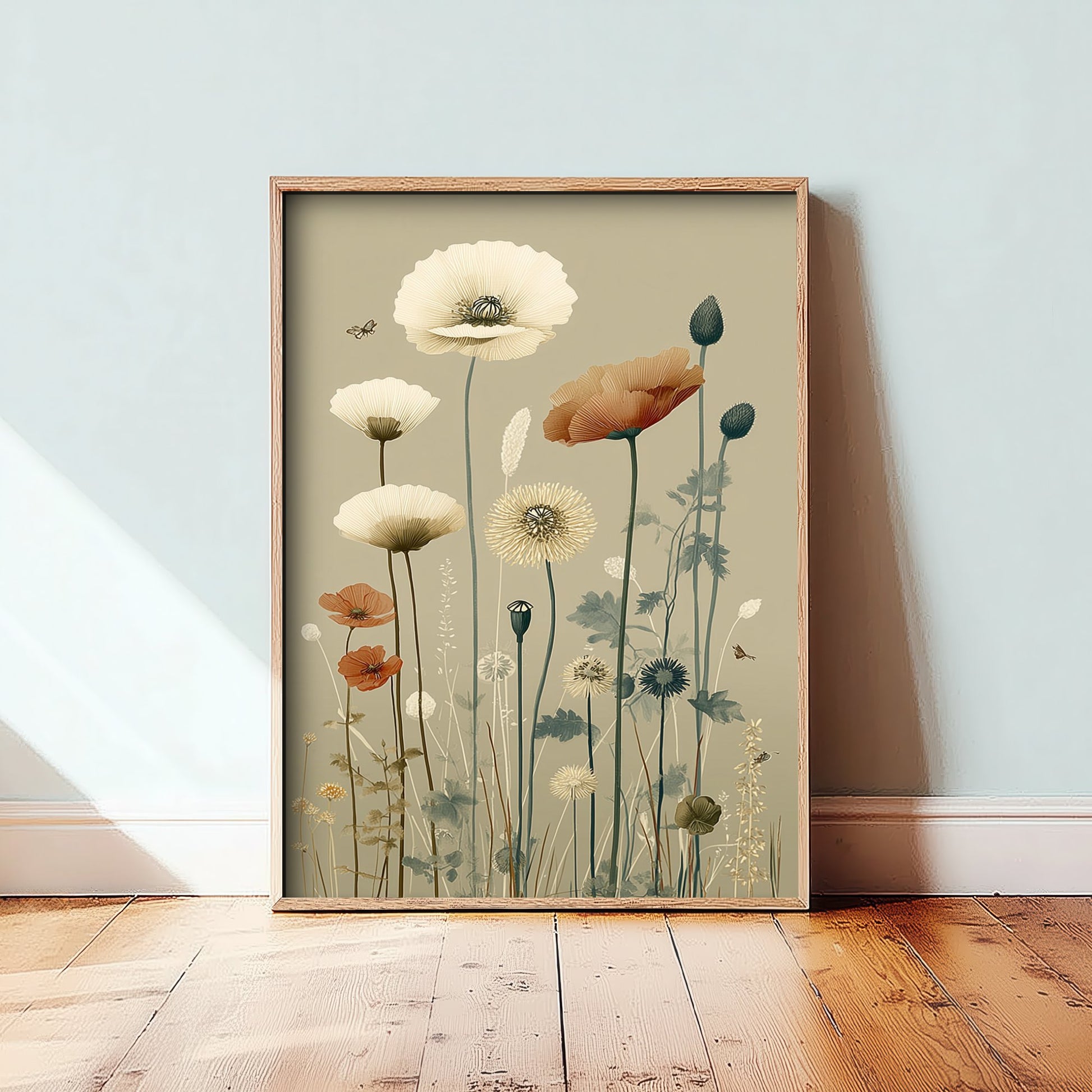 Vintage Wildflower Art Print - Meadow Poster - Botanical Illustration - Poppy Meadow V15 3/3