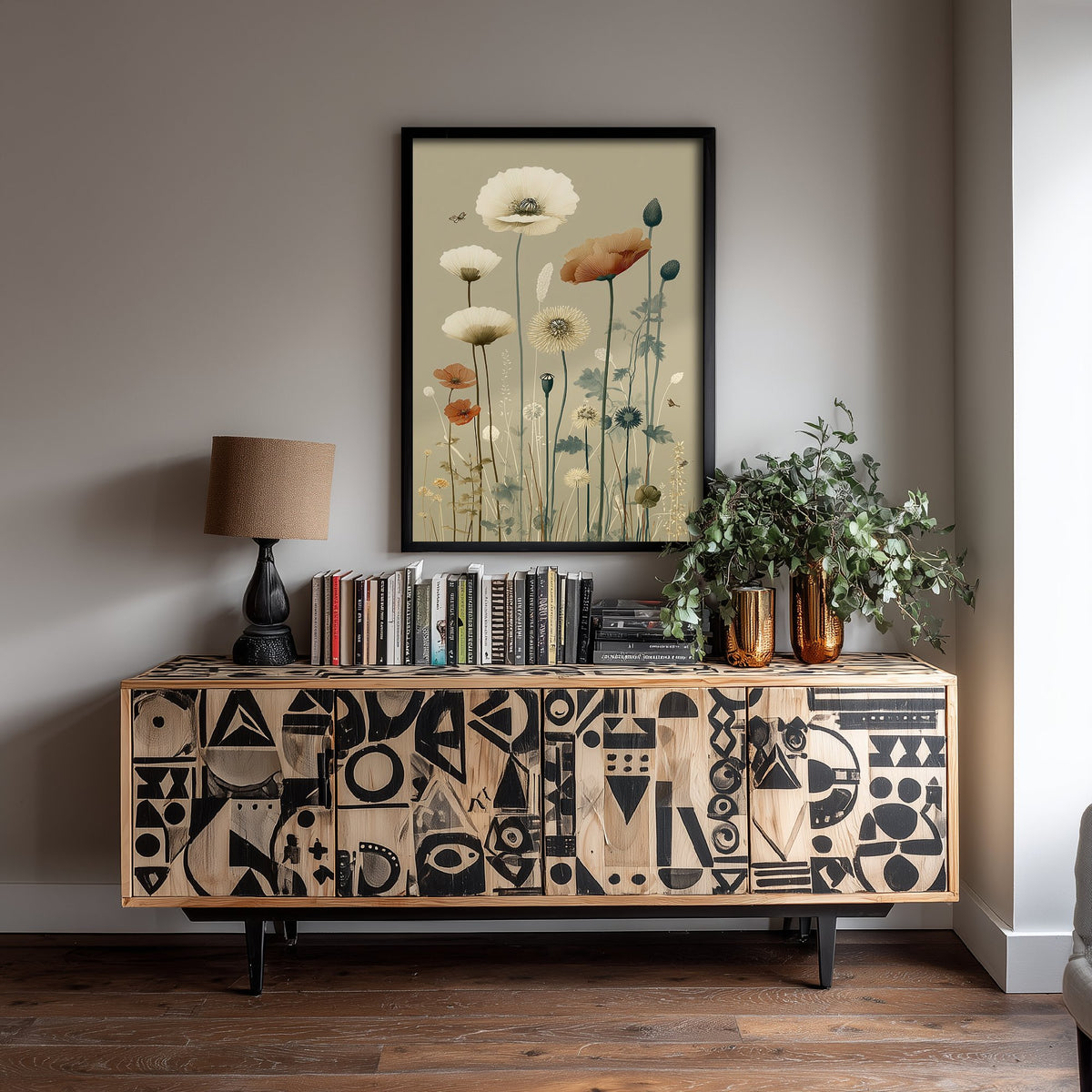 Vintage Wildflower Art Print - Meadow Poster - Botanical Illustration - Poppy Meadow V15 3/3